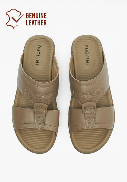 Duchini Men's Monotone Slip-On Arabic Sandals with Buckle Accent-Men%27s Sandals-image-0