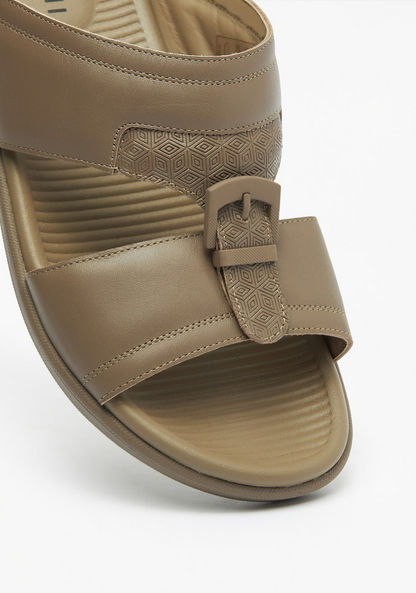 Duchini Men's Monotone Slip-On Arabic Sandals with Buckle Accent-Men%27s Sandals-image-3