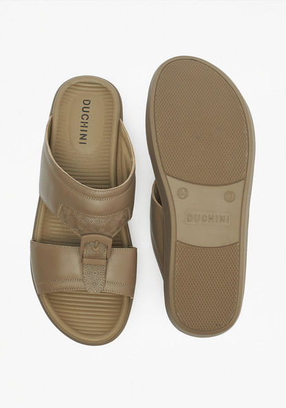 Duchini Men's Monotone Slip-On Arabic Sandals with Buckle Accent-Men%27s Sandals-image-4