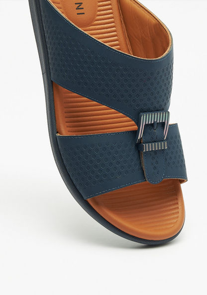 Duchini Men's Textured Slip-On Arabic Sandals with Buckle Detail-Men%27s Sandals-image-3