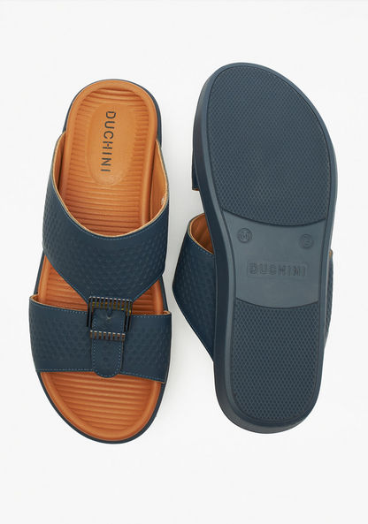 Duchini Men's Textured Slip-On Arabic Sandals with Buckle Detail-Men%27s Sandals-image-4