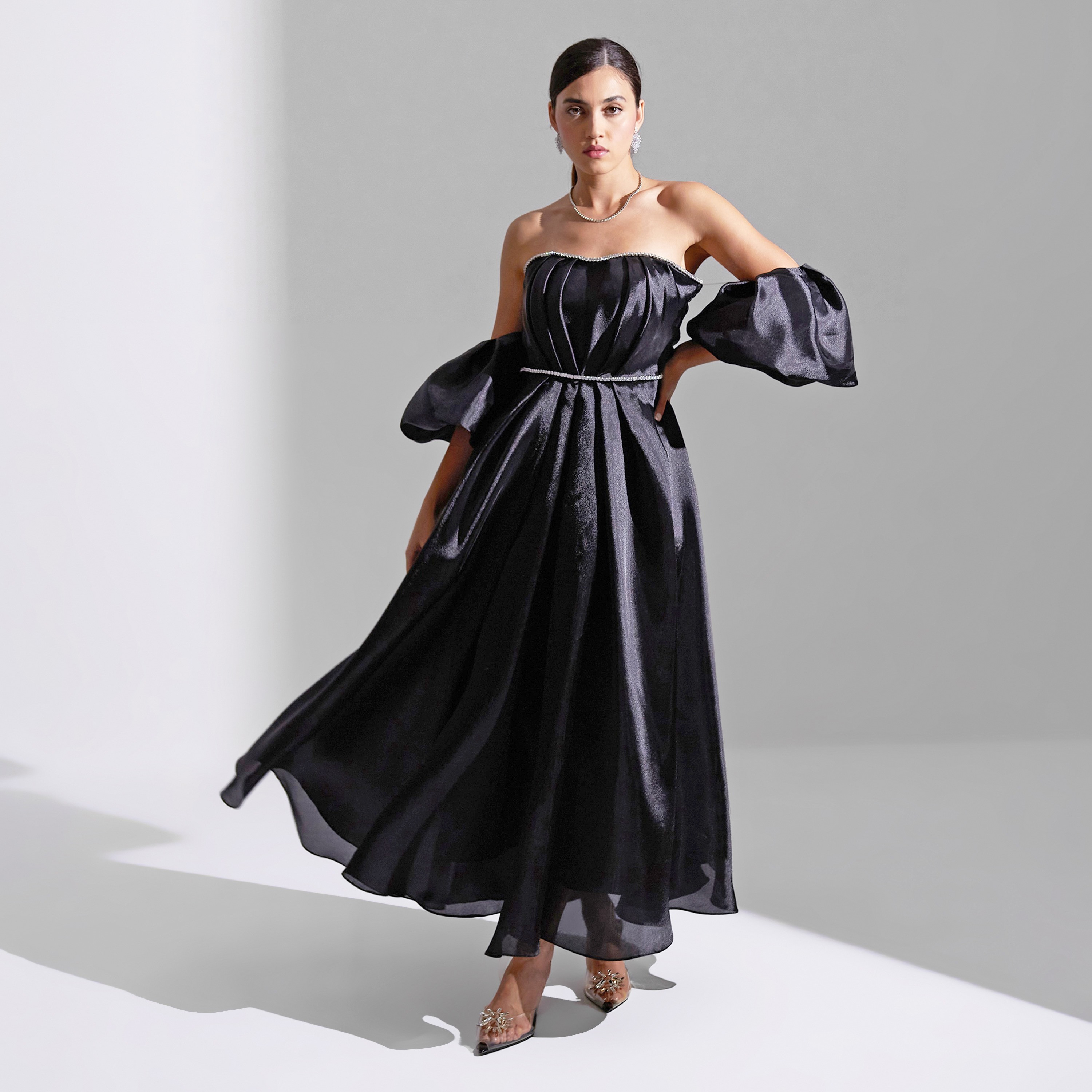 فستان ماكسي نسائي من أكاديا بأكمام منفوخة من الأورجانزا للسهرات-women-clothing-dresses-image-4