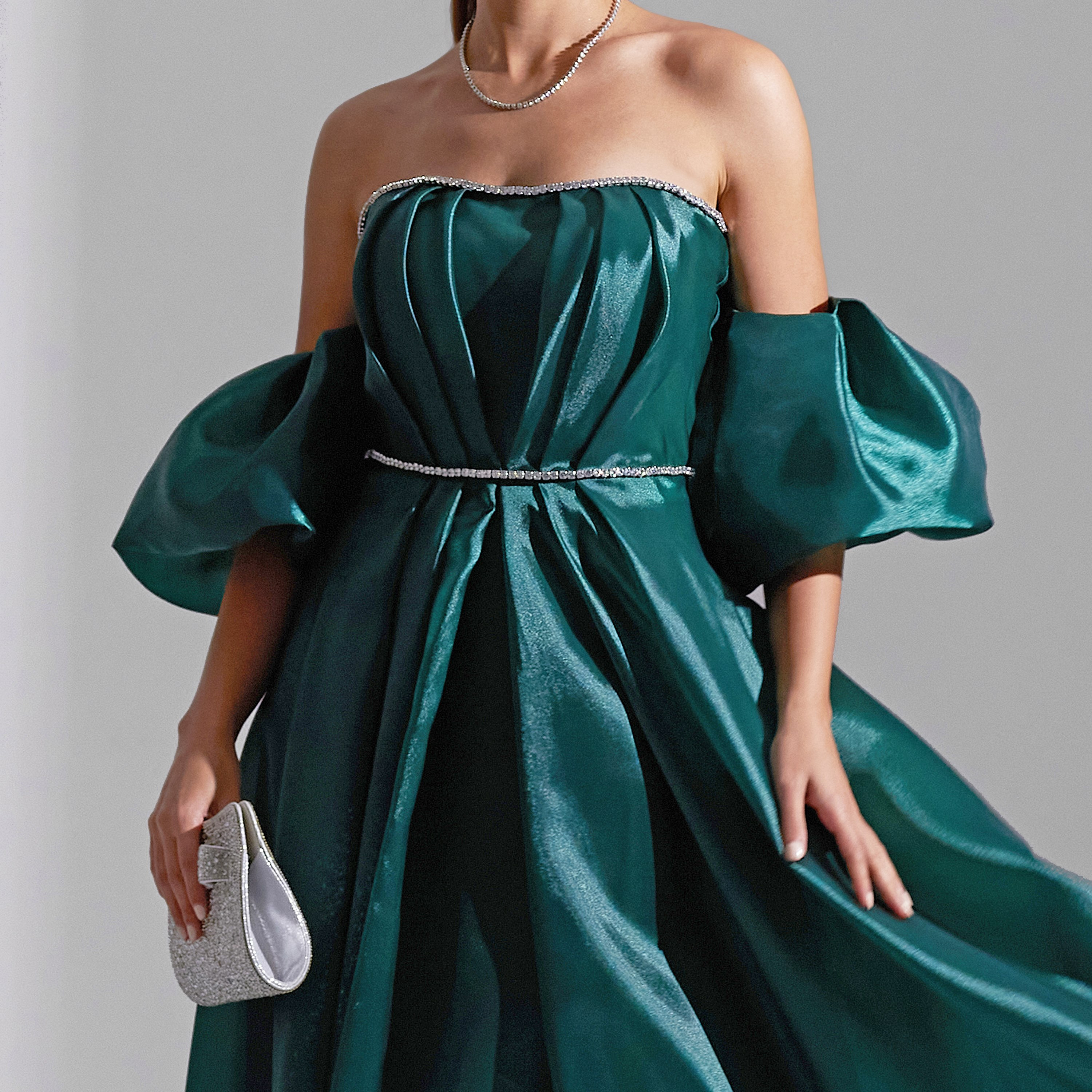 فستان ماكسي نسائي من أكاديا بأكمام منفوخة من الأورجانزا للسهرات-women-clothing-dresses-image-20
