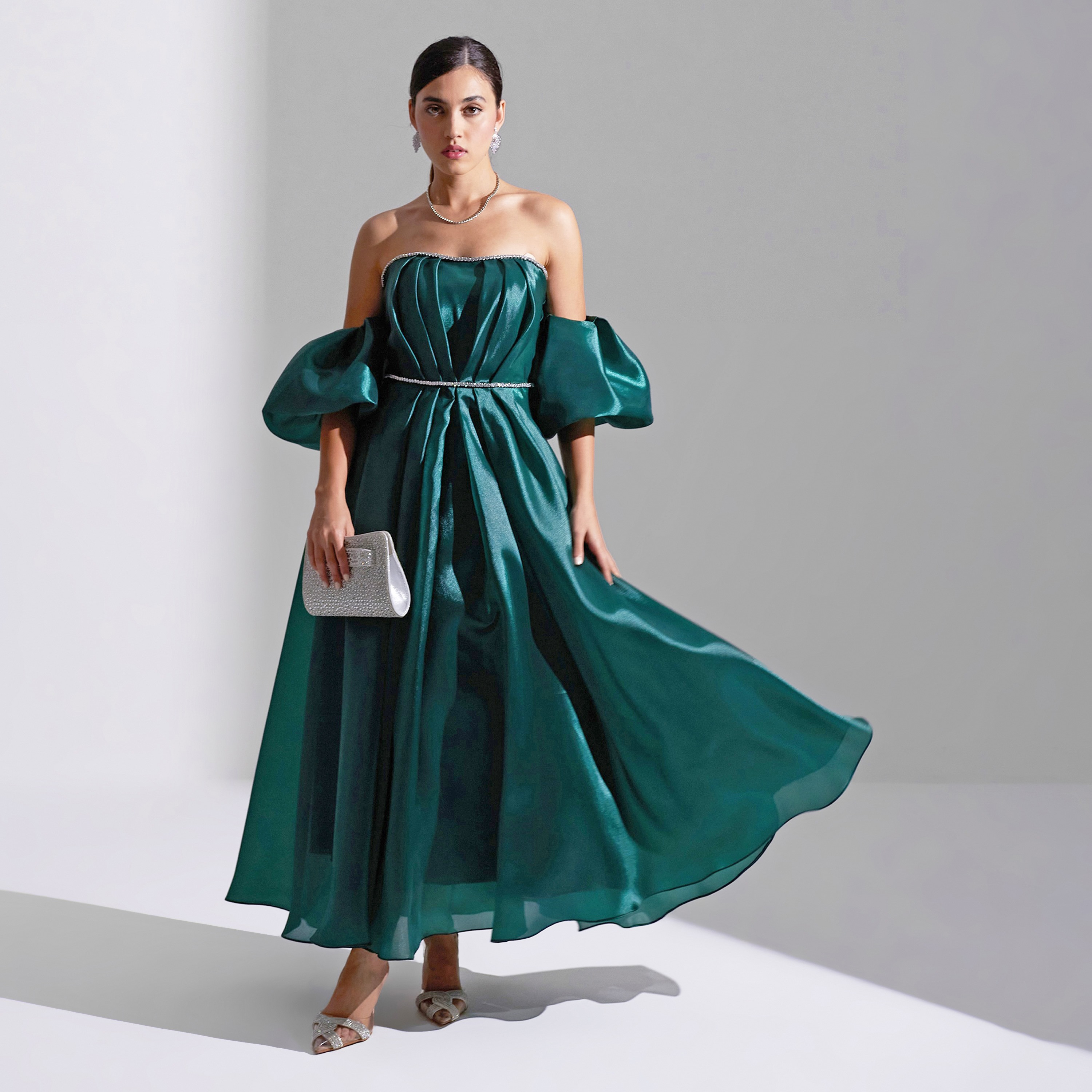 فستان ماكسي نسائي من أكاديا بأكمام منفوخة من الأورجانزا للسهرات-women-clothing-dresses-image-21