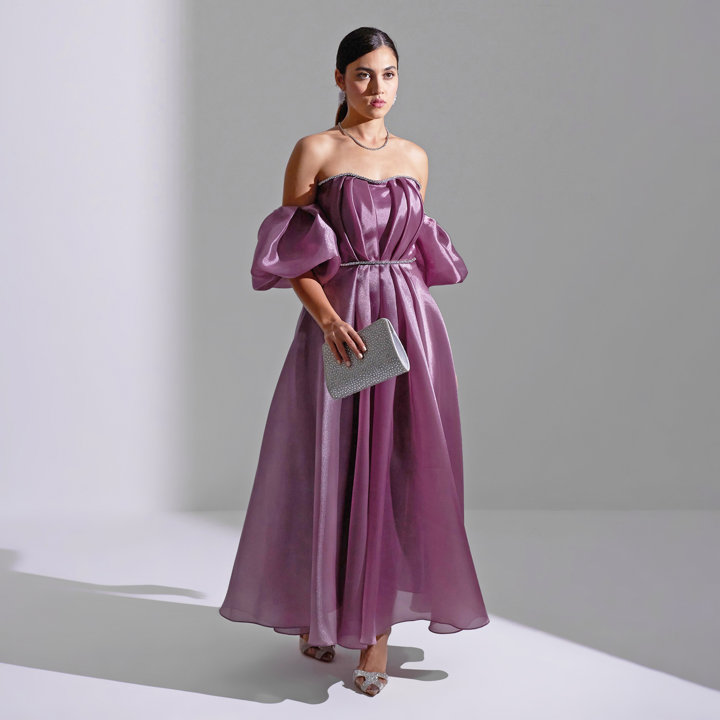 فستان ماكسي نسائي من أكاديا بأكمام منفوخة من الأورجانزا للسهرات-women-clothing-dresses-image-13