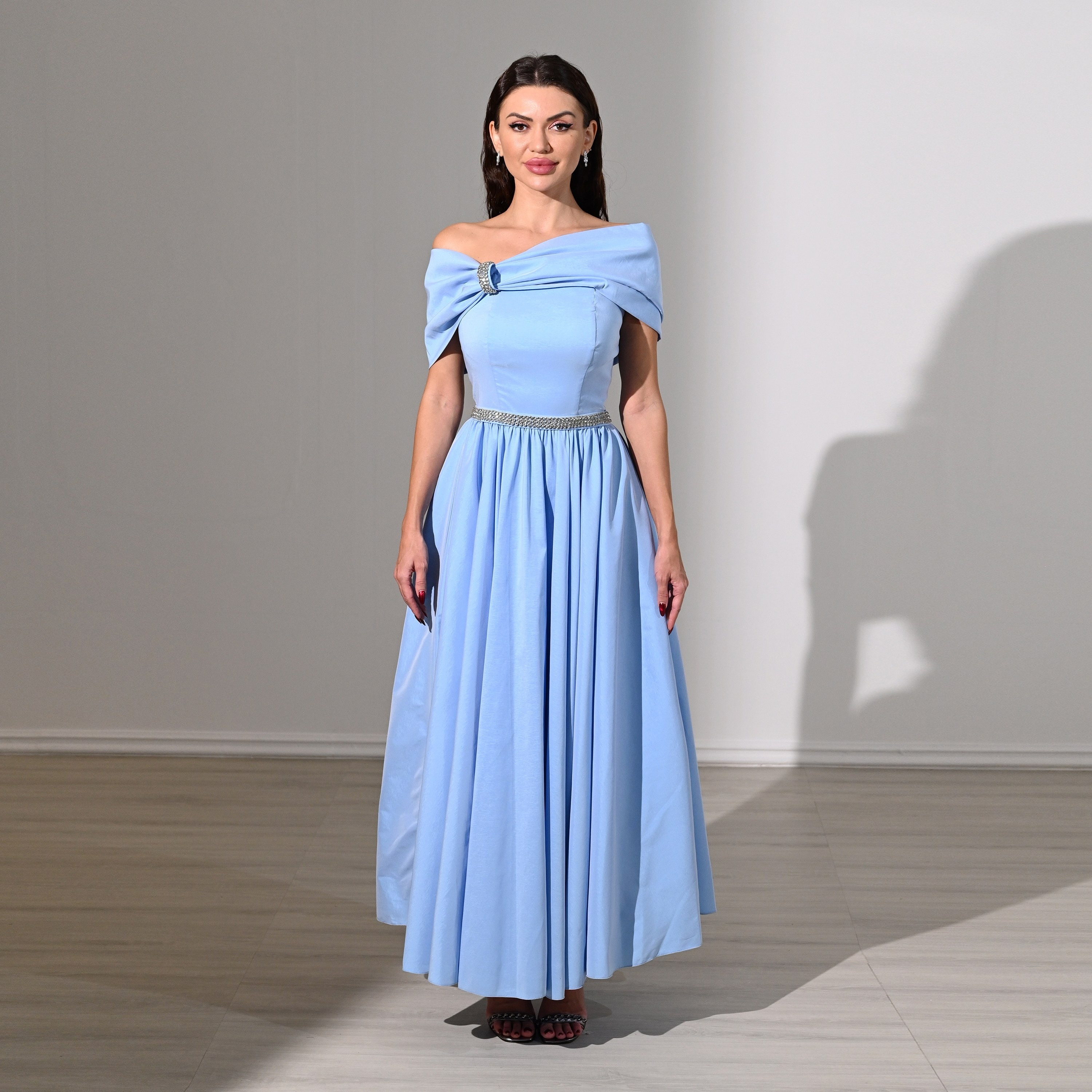 Akadia Rhinestone Detailed Taffeta Off-Shoulder Fit & Flared Evening Women's Maxi Dress-women-clothing-dresses-image-12
