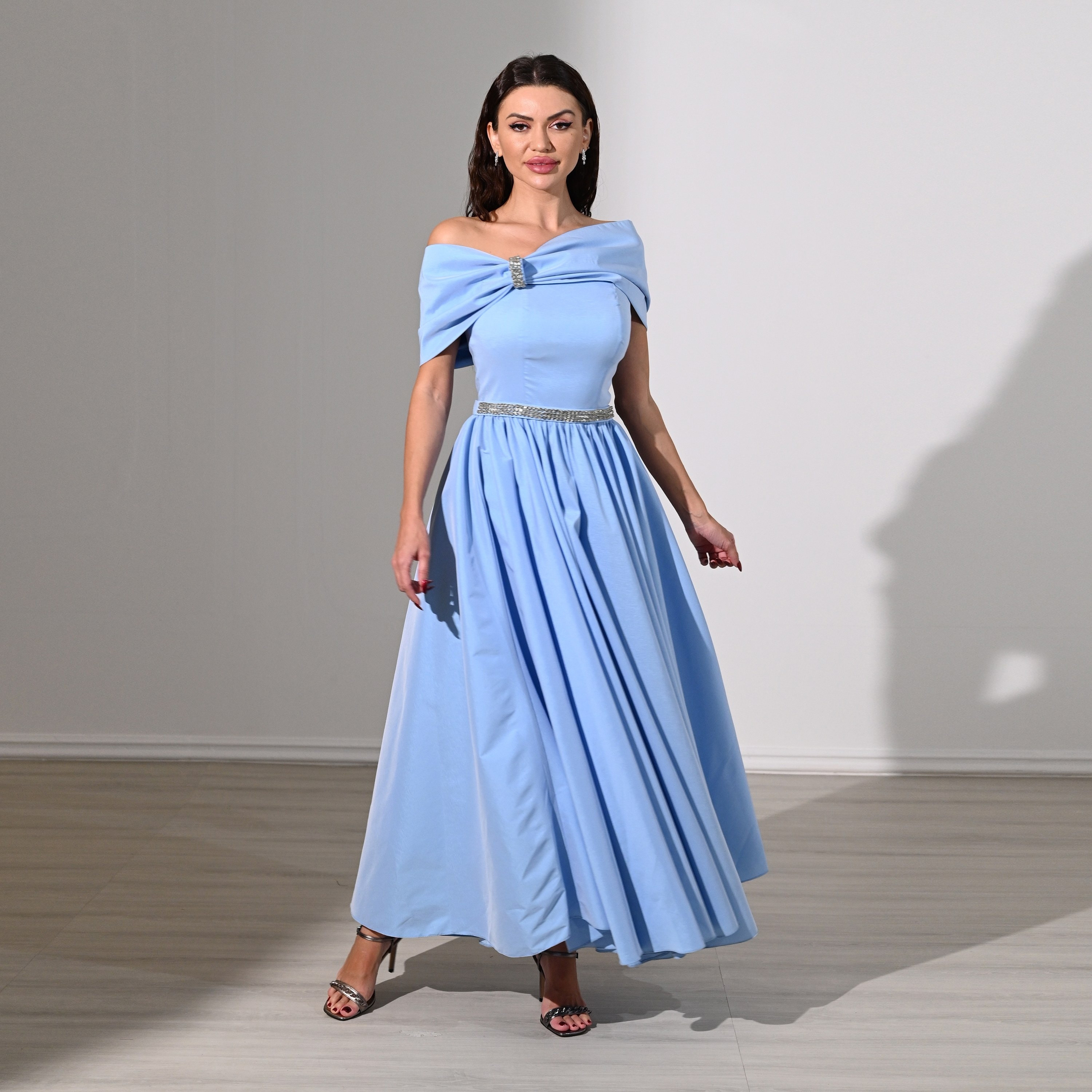 Akadia Rhinestone Detailed Taffeta Off-Shoulder Fit & Flared Evening Women's Maxi Dress-women-clothing-dresses-image-13