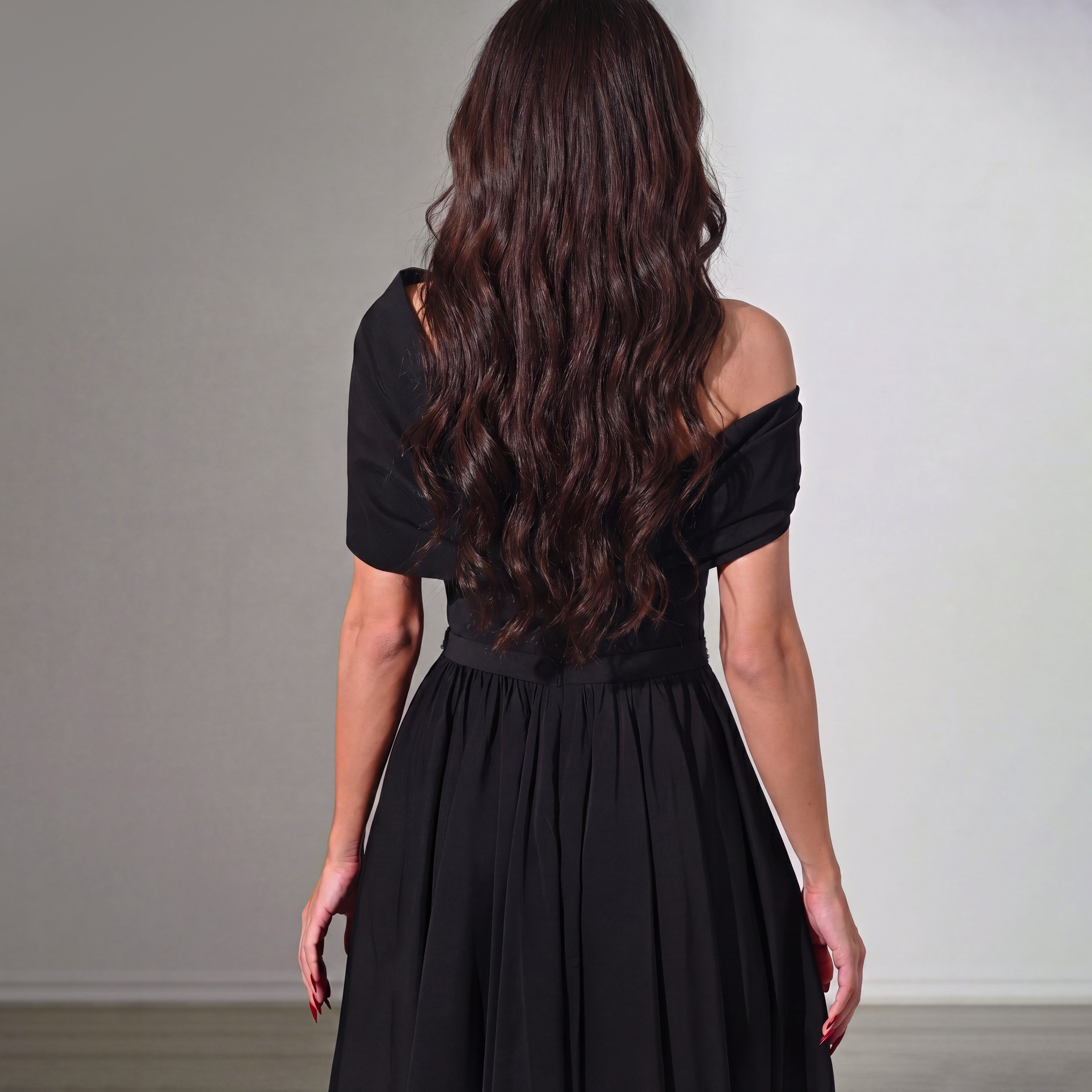 Akadia Rhinestone Detailed Taffeta Off-Shoulder Fit & Flared Evening Women's Maxi Dress-women-clothing-dresses-image-20