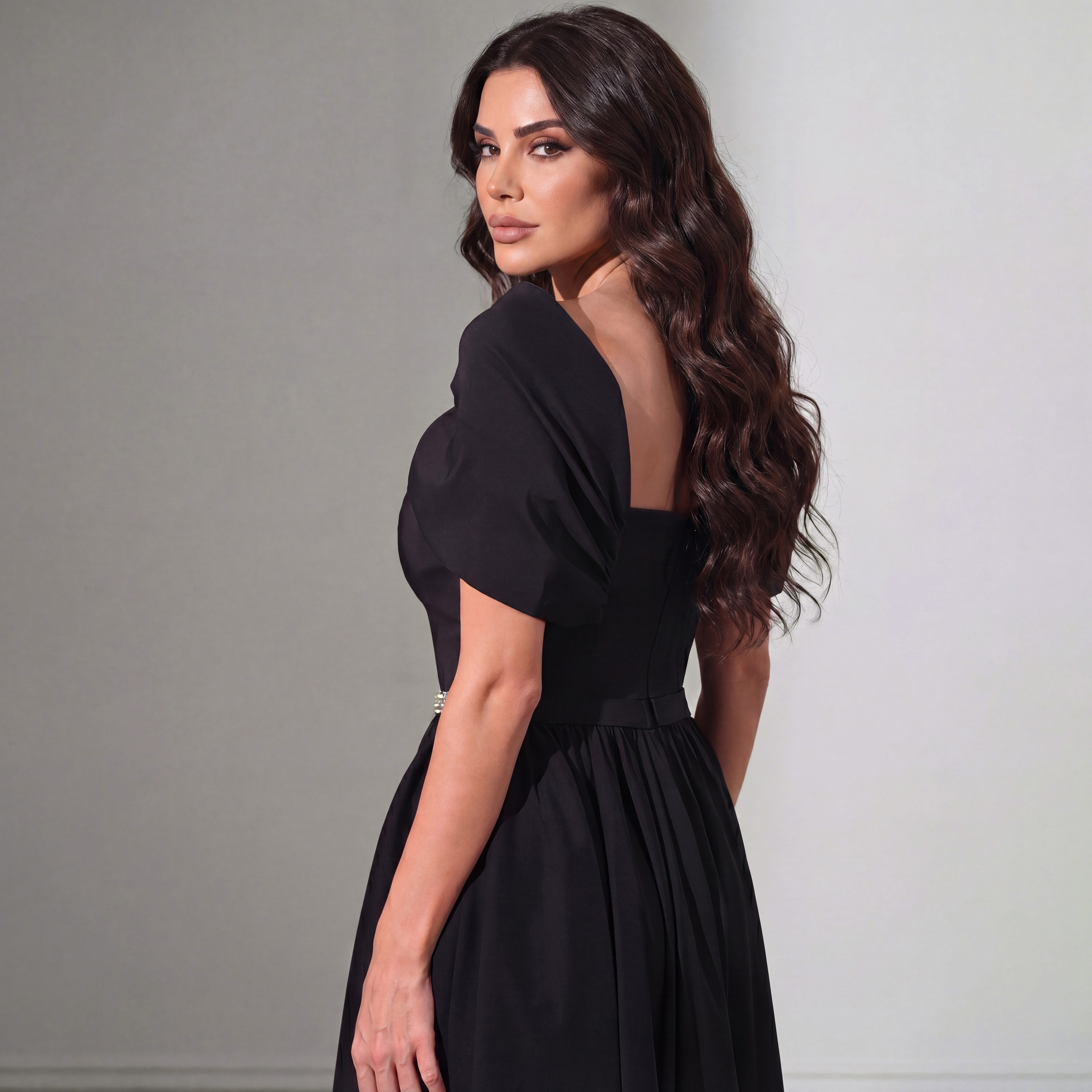Akadia Rhinestone Detailed Taffeta Off-Shoulder Fit & Flared Evening Women's Maxi Dress-women-clothing-dresses-image-23