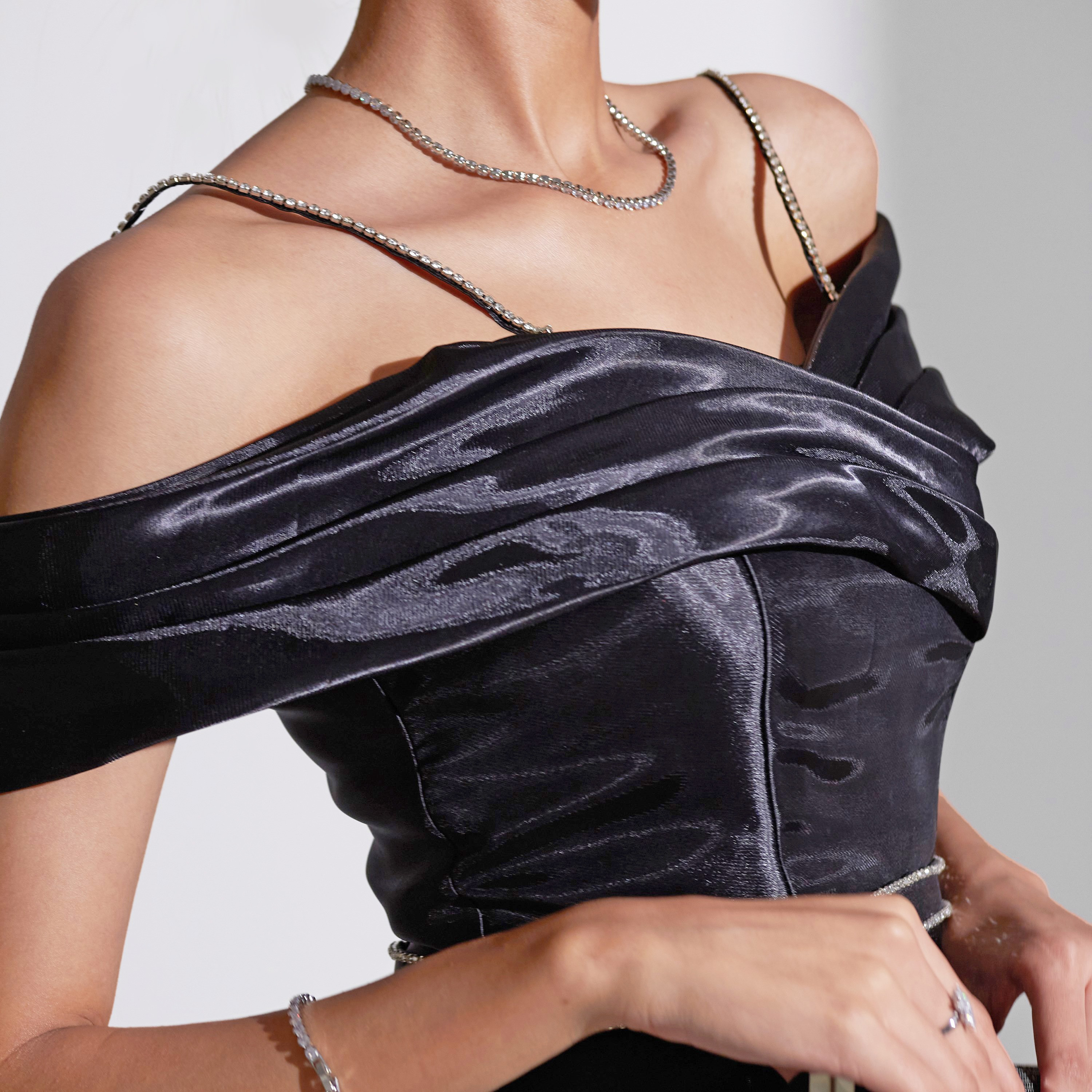 Akadia Embellished Off Shoulder Wrap Draped Organza Evening Women's Maxi Dress-women-clothing-dresses-image-5