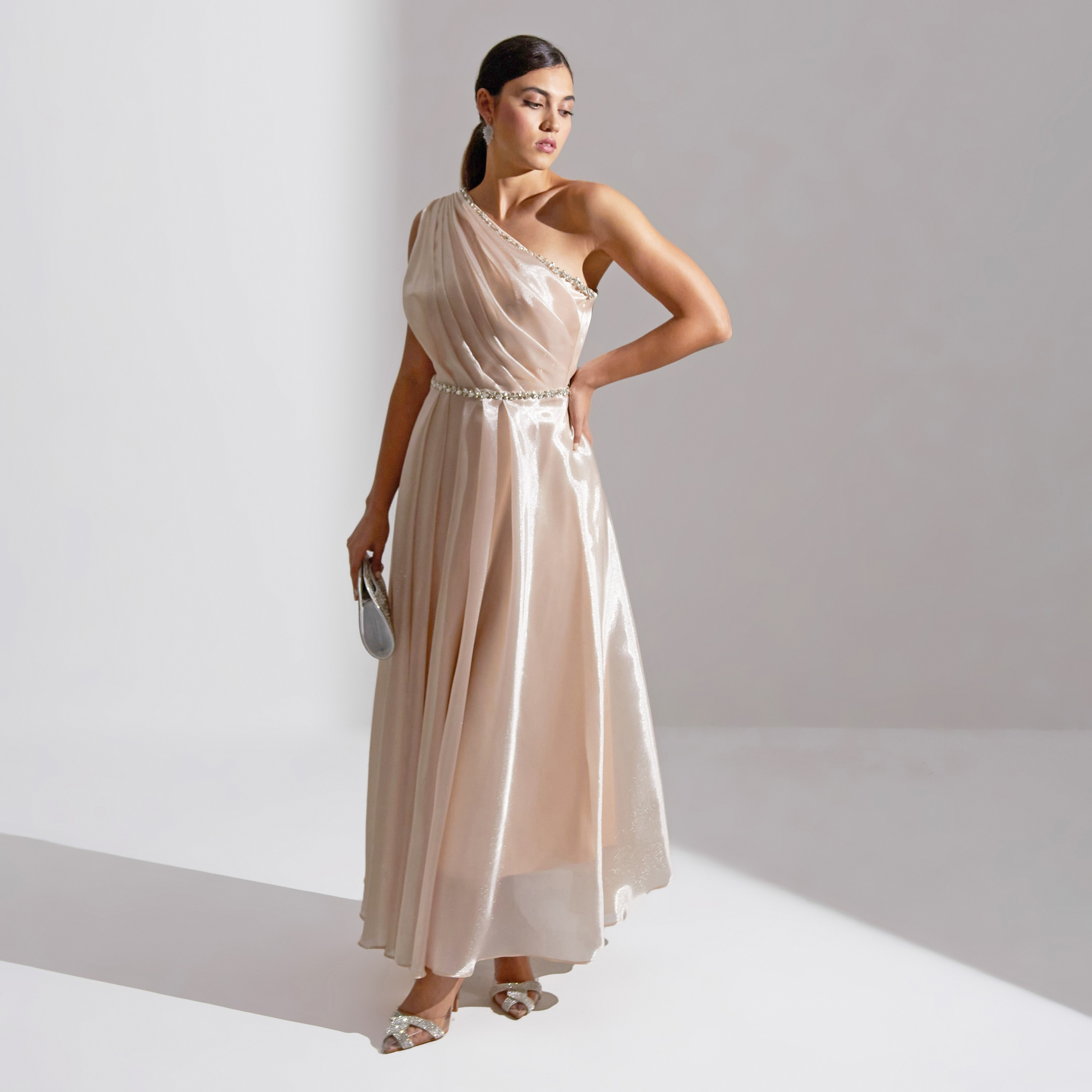 Akadia Front Draped Crystal Detail Organza Evening Women's Maxi Dress-women-clothing-dresses-image-12