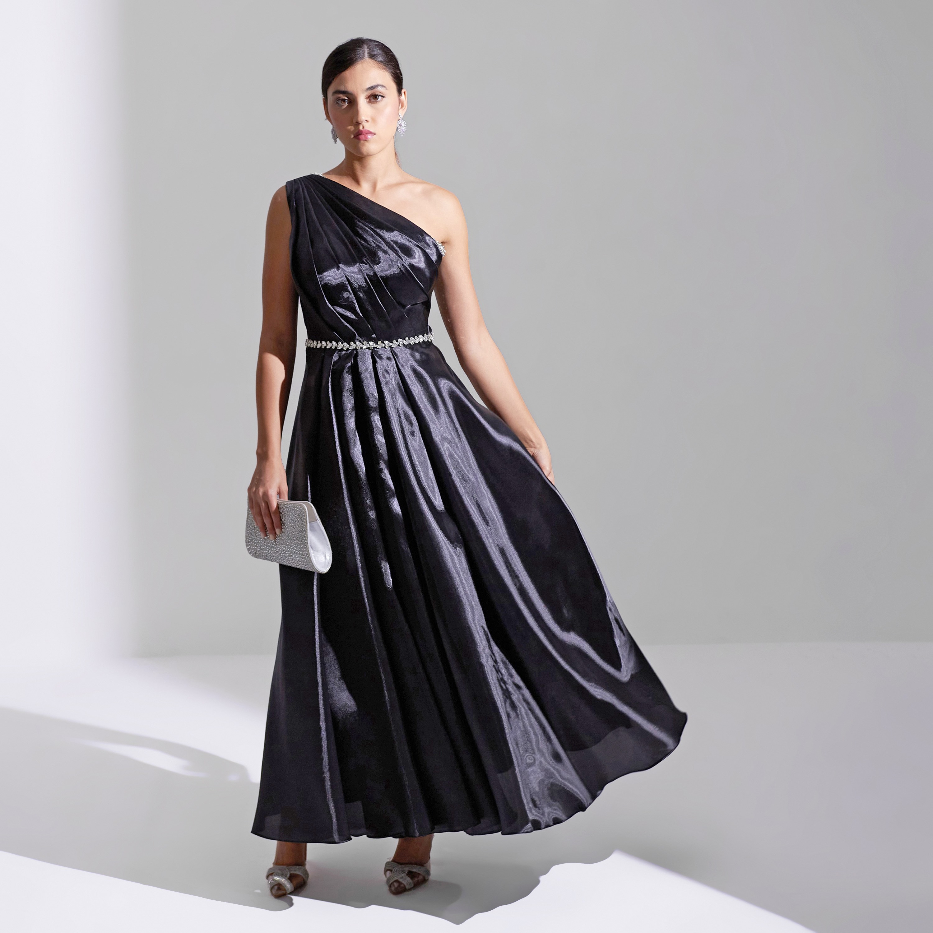 Akadia Front Draped Crystal Detail Organza Evening Women's Maxi Dress-women-clothing-dresses-image-19