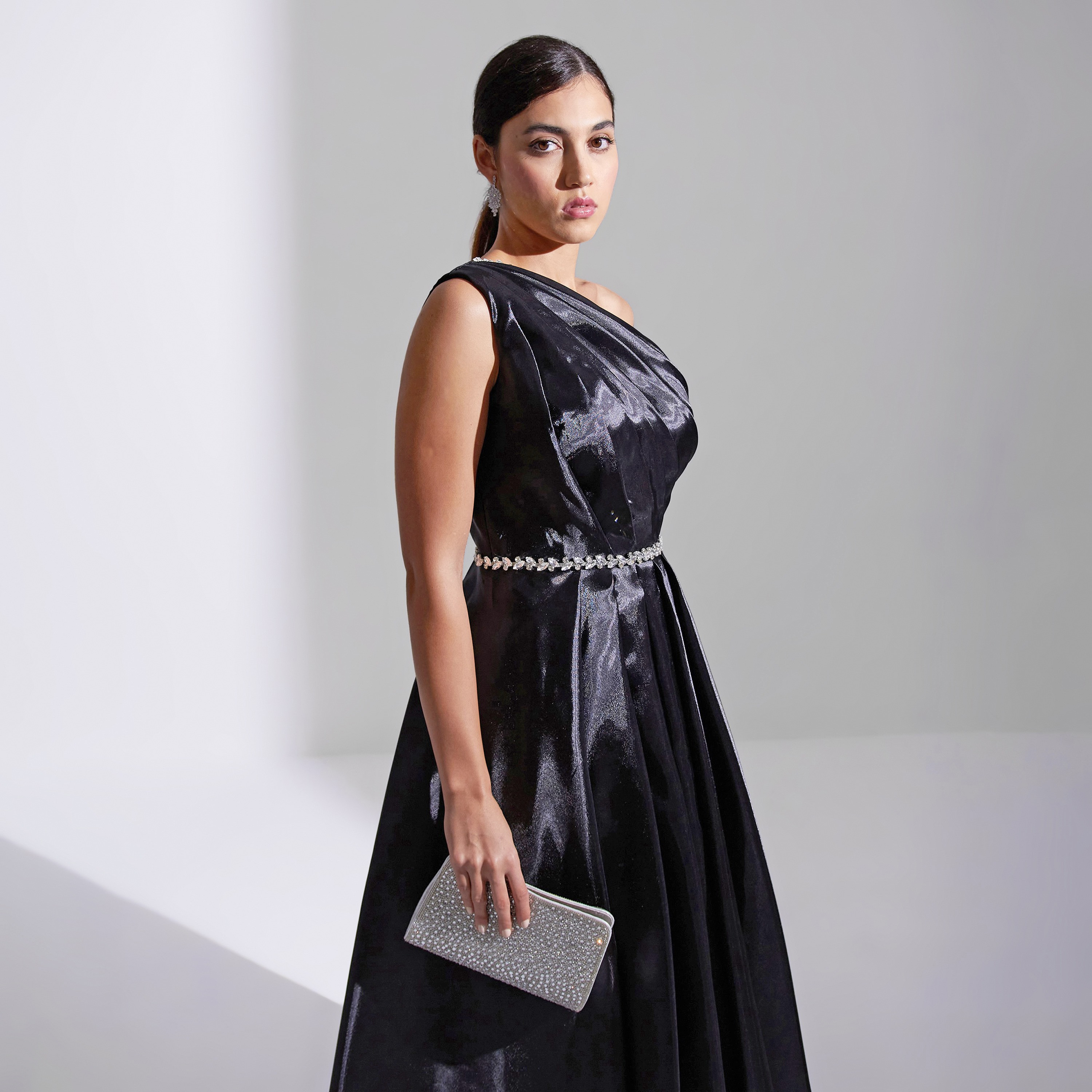 Akadia Front Draped Crystal Detail Organza Evening Women's Maxi Dress-women-clothing-dresses-image-21