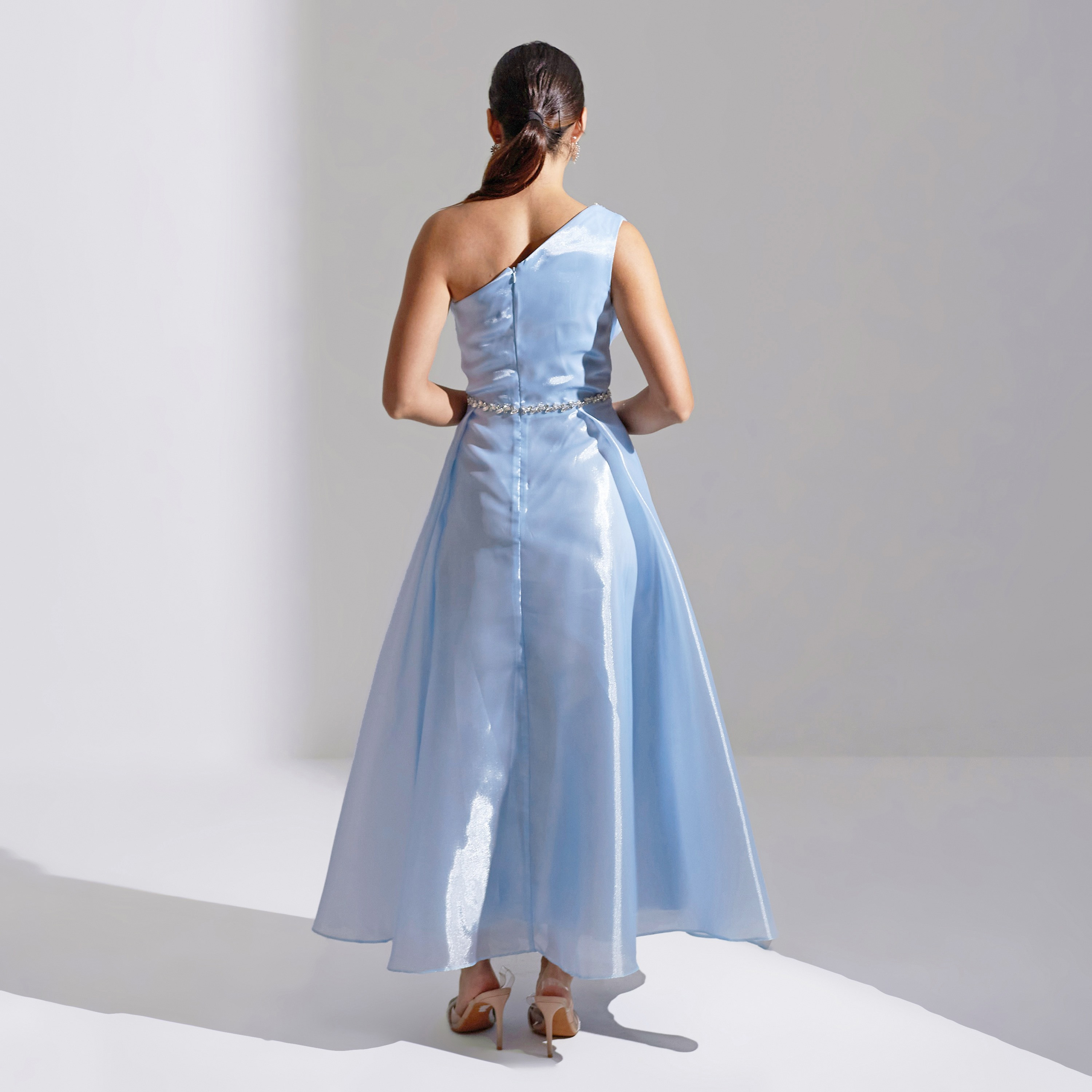 Akadia Front Draped Crystal Detail Organza Evening Women's Maxi Dress-women-clothing-dresses-image-3