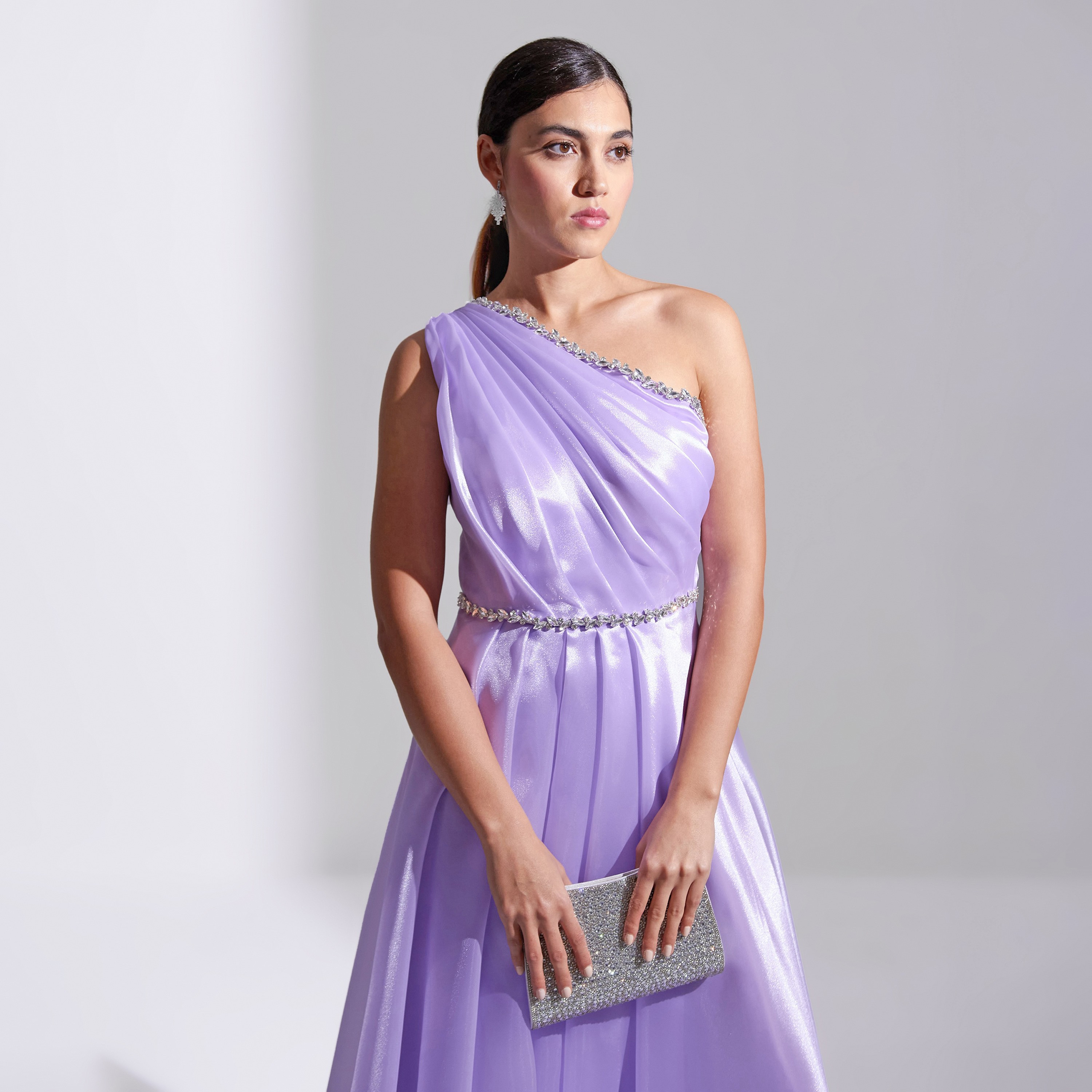 Akadia Front Draped Crystal Detail Organza Evening Women's Maxi Dress-women-clothing-dresses-image-9