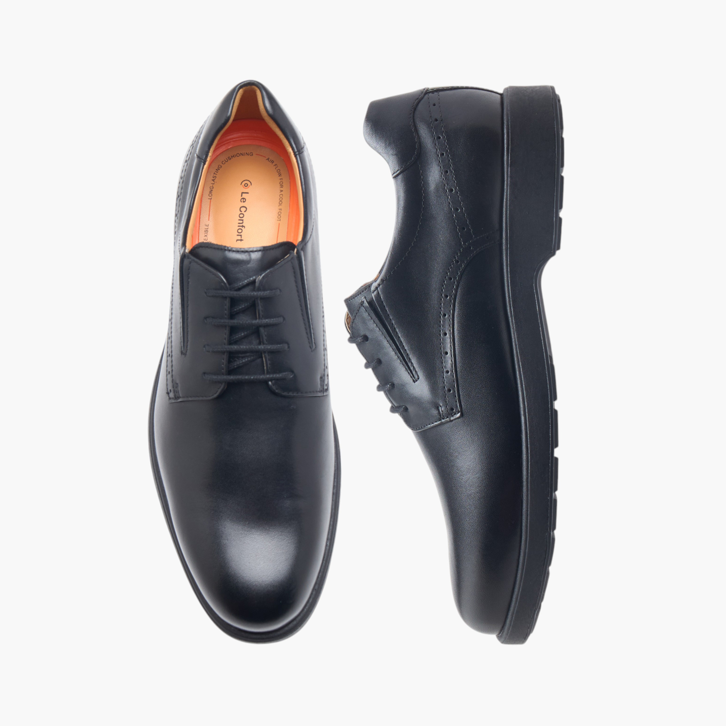 Le Confort Solid Leather Air Tech Derby Shoes with Lace-Up Closure-men-shoes-formalshoes-image-1