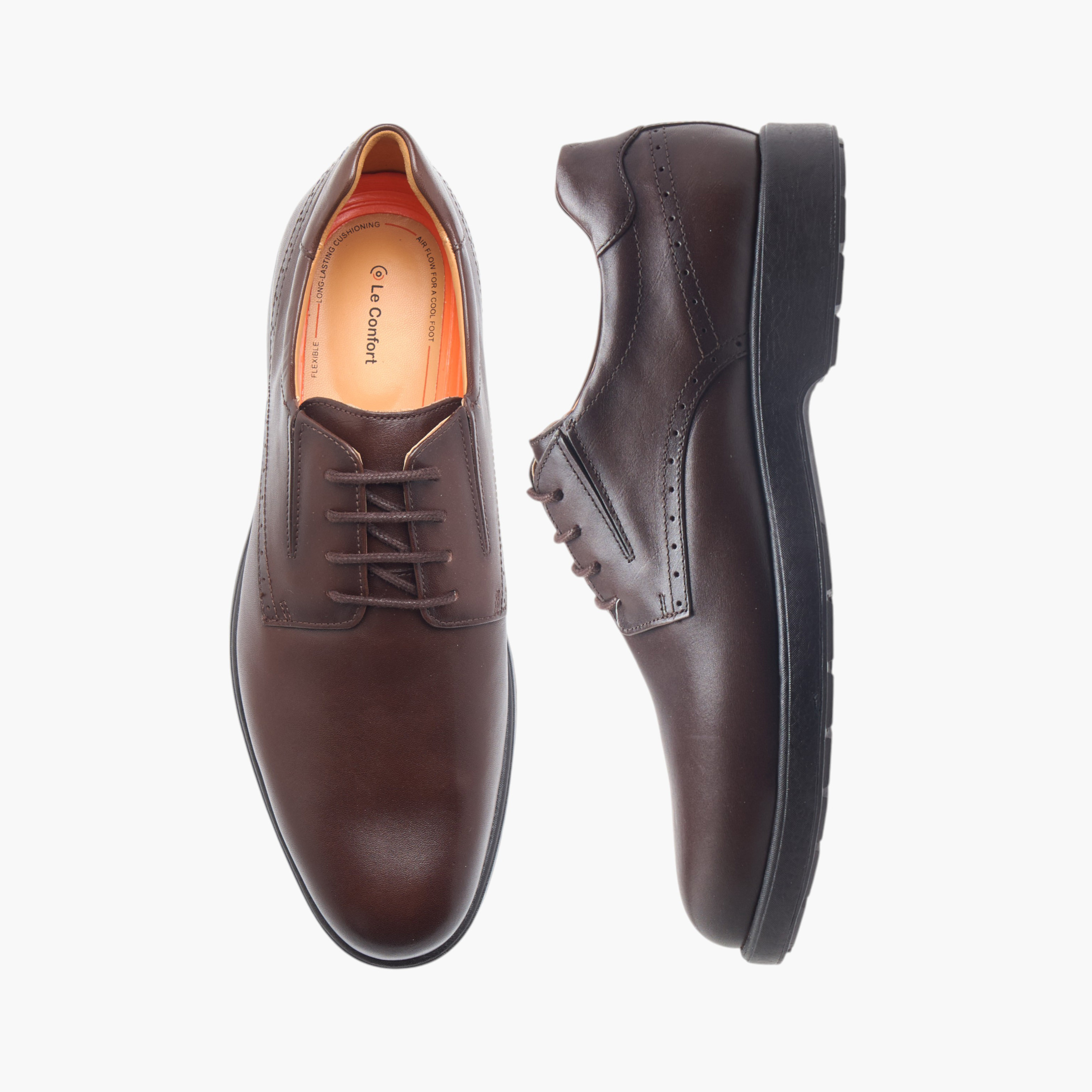 Le Confort Solid Leather Derby Shoes with Lace-Up Closure-men-shoes-formalshoes-image-8