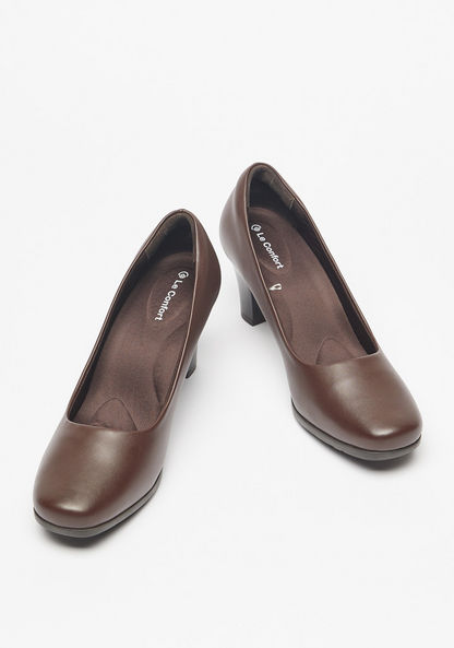 Le Confort Solid Slip-On Shoes with Block Heels-Women%27s Heel Sandals-image-1