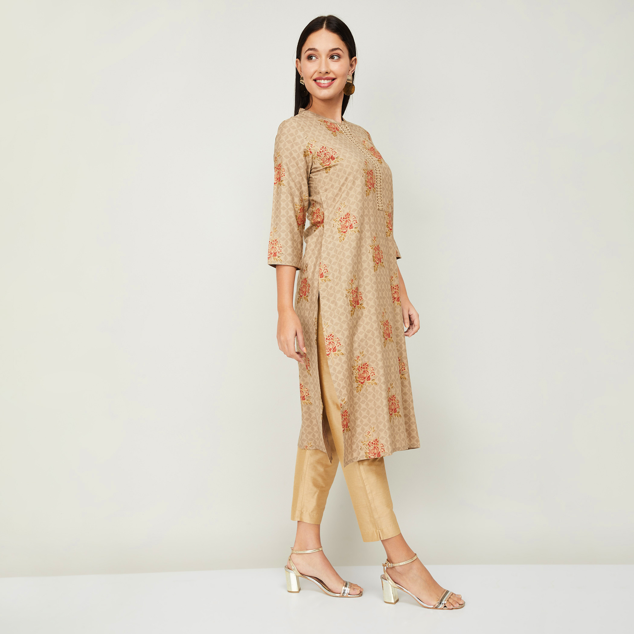 ميلانج اللون البيج قمم-women-clothing-ethnicwear-kurtas-image-2