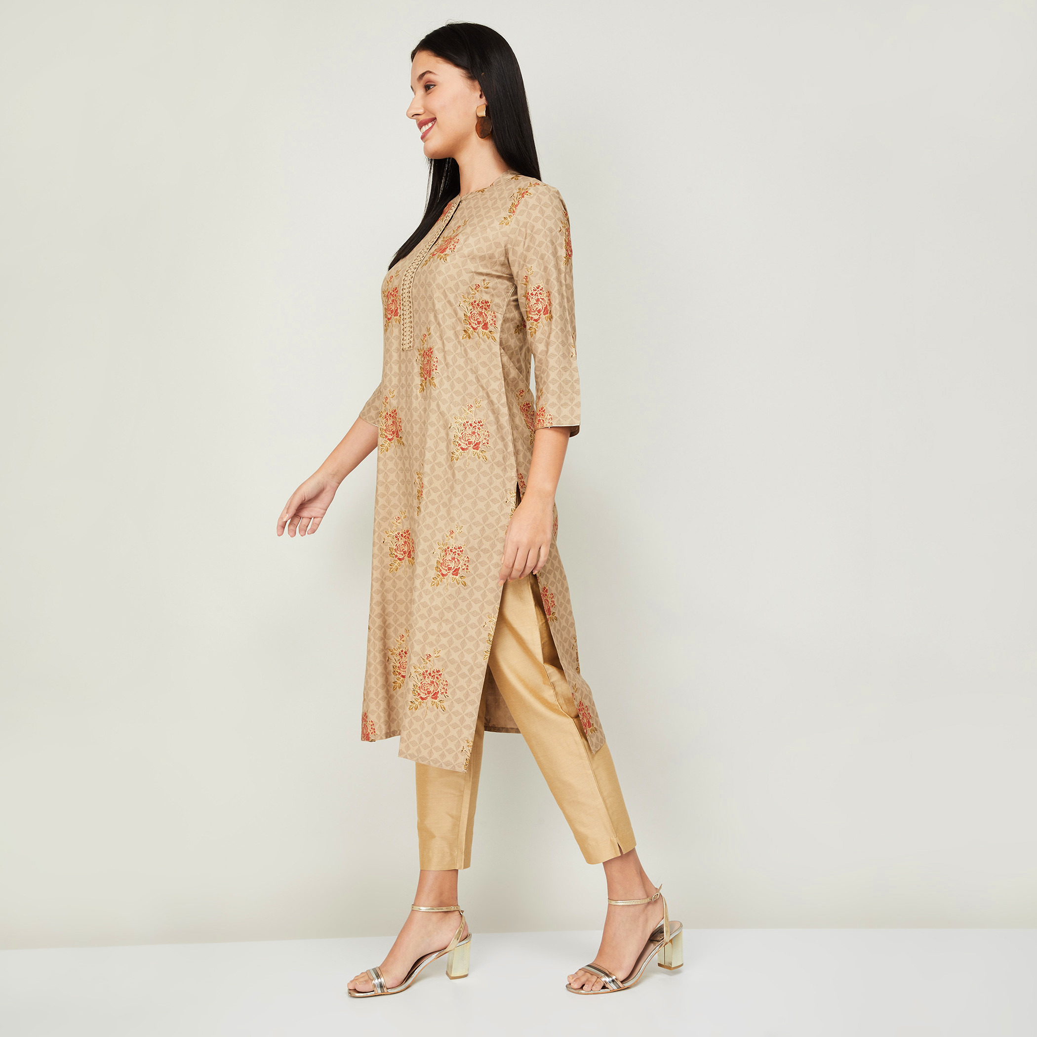 ميلانج اللون البيج قمم-women-clothing-ethnicwear-kurtas-image-3