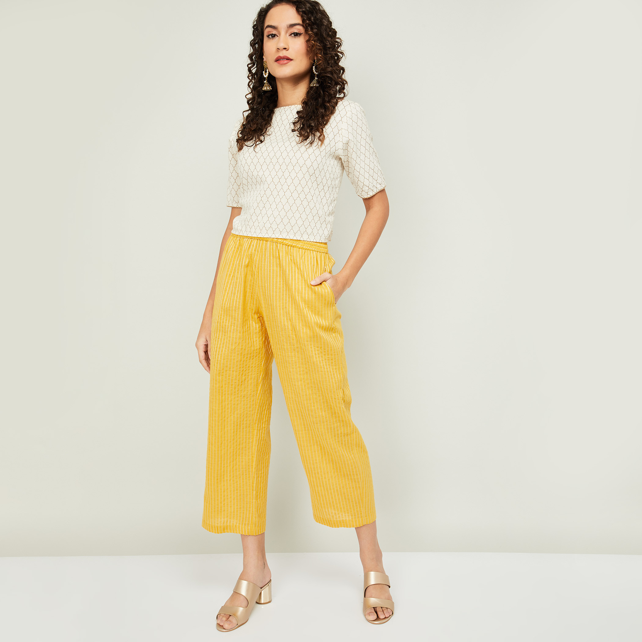 ميلانج الأصفر بنطال-women-clothing-ethnicwear-bottoms-pants-image-2