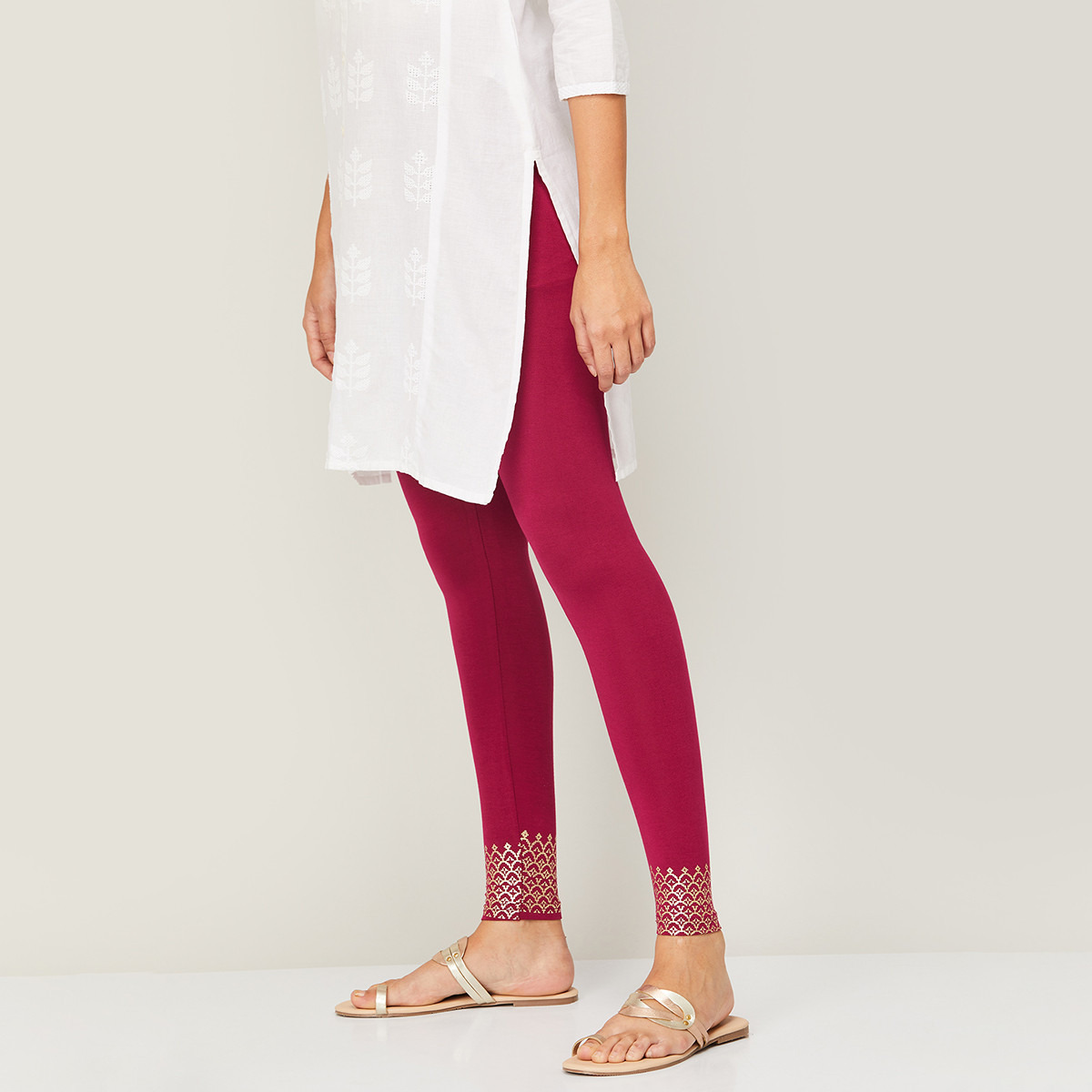 Buy Women s Melange Women Plum Printed Ankle Length Leggings Online Centrepoint UAE