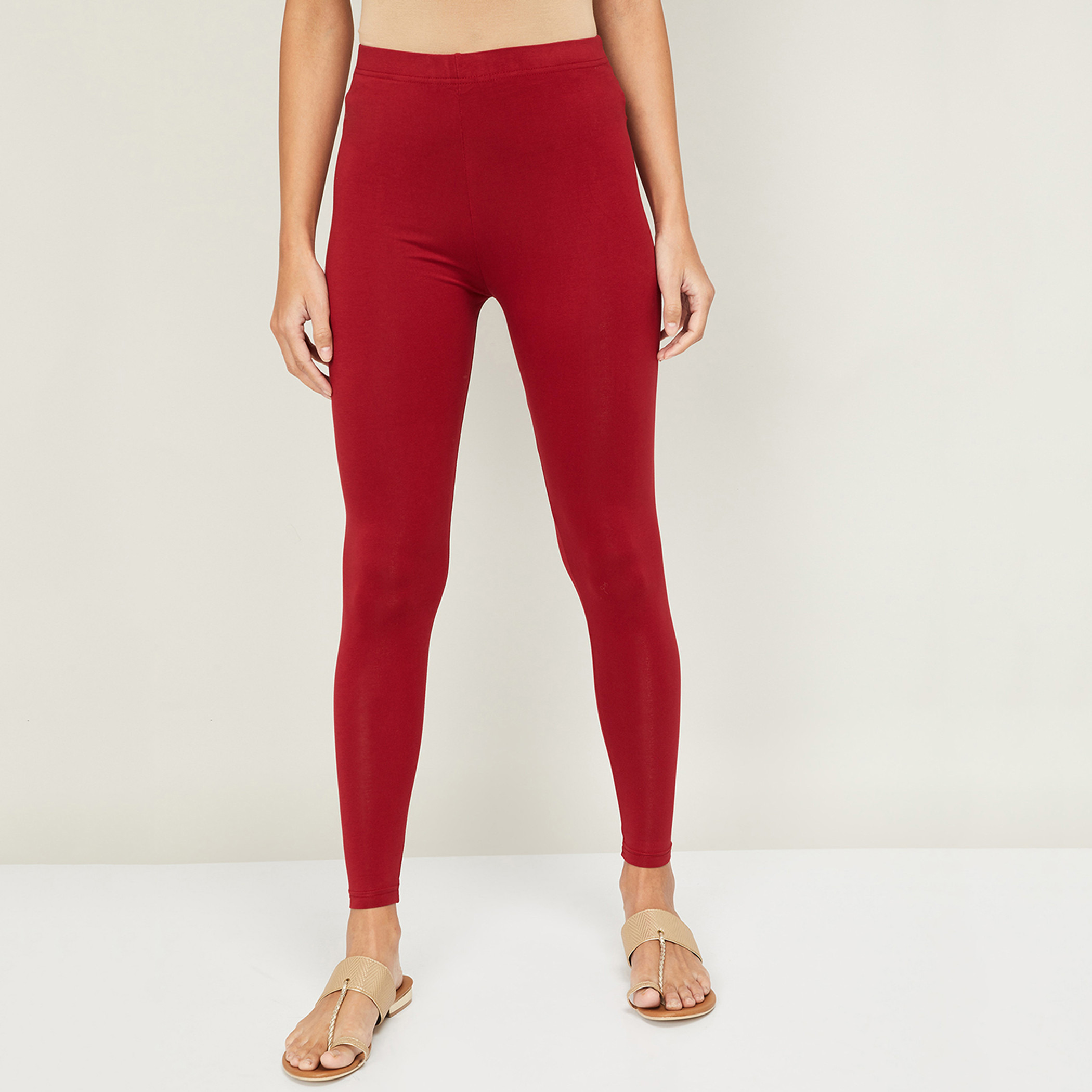 Buy TIARA LEGGINGS Women's Lycra Ankle Leggings for Yoga, Running, Workouts  and Casual Wear-Pack of 2|Free Size|Skin-Red Online at Best Prices in India  - JioMart.