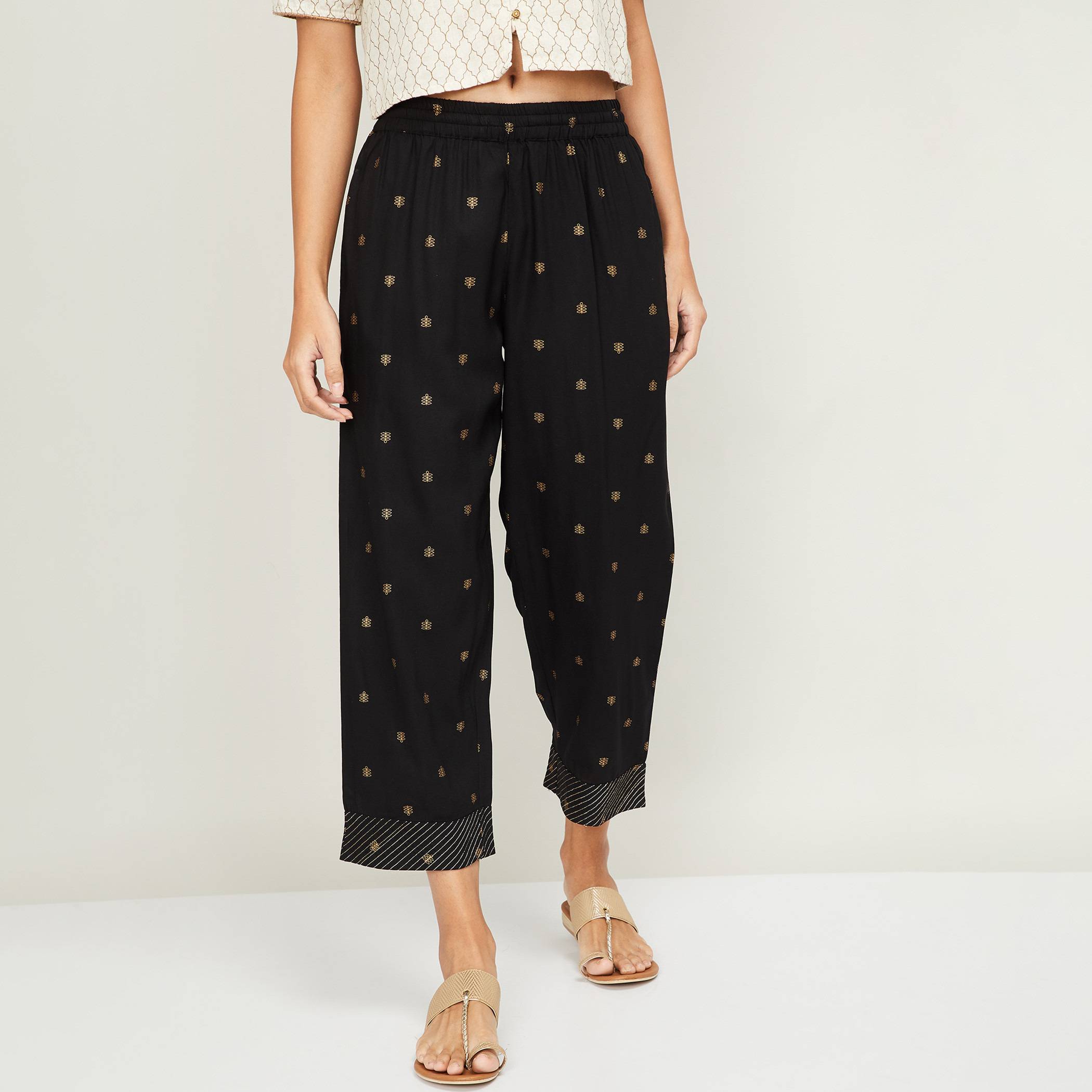 ميلانج أسود بنطال-women-clothing-ethnicwear-bottoms-pants-image-1