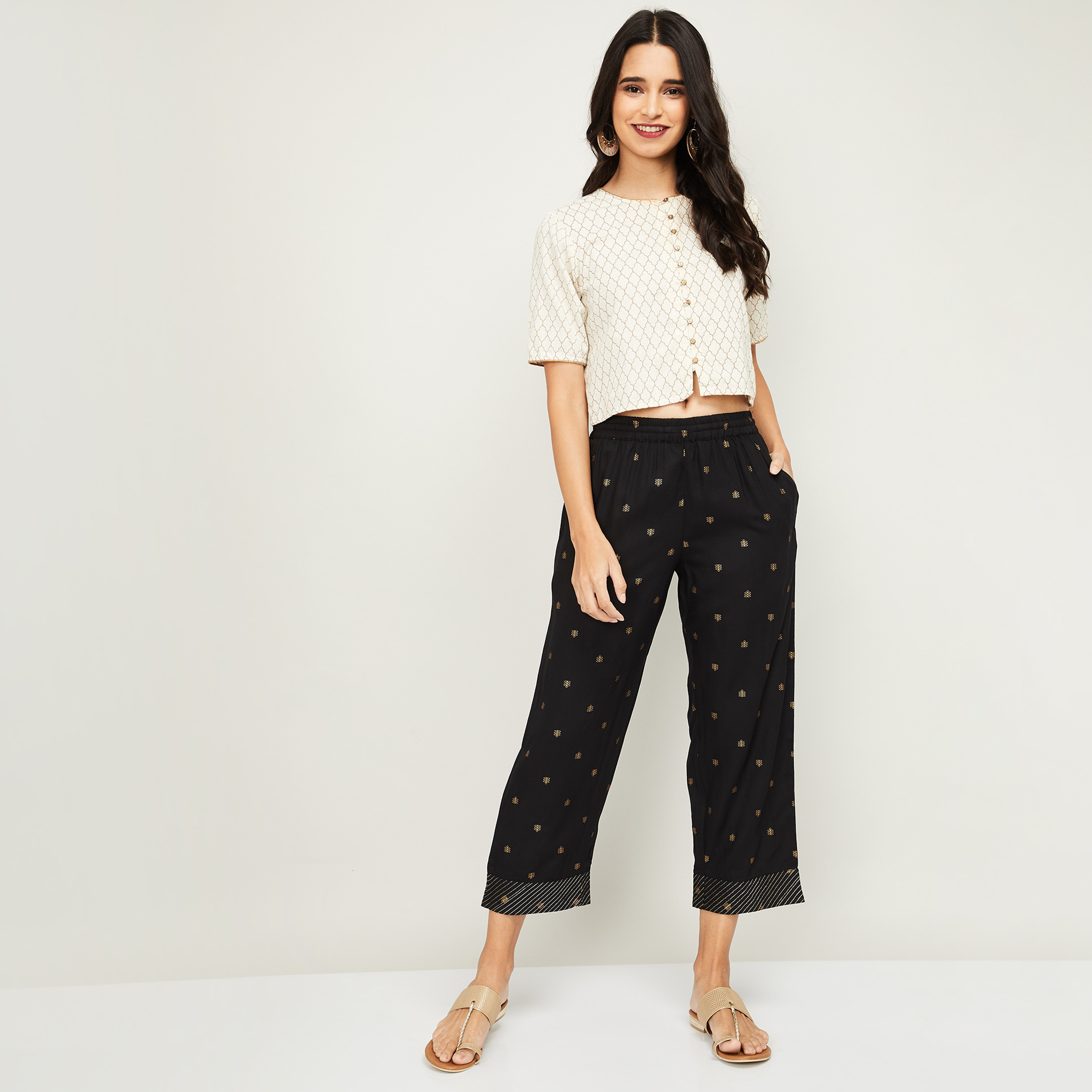 ميلانج أسود بنطال-women-clothing-ethnicwear-bottoms-pants-image-2