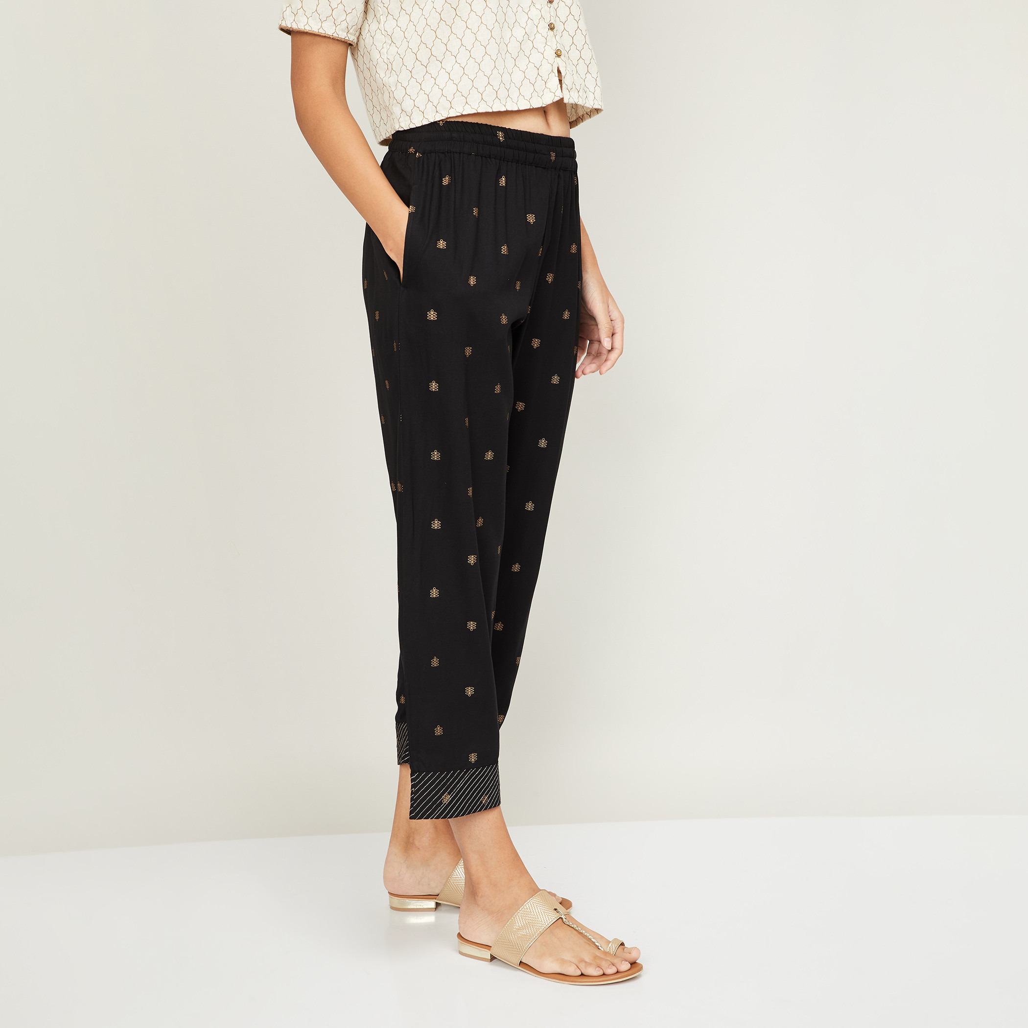 ميلانج أسود بنطال-women-clothing-ethnicwear-bottoms-pants-image-3