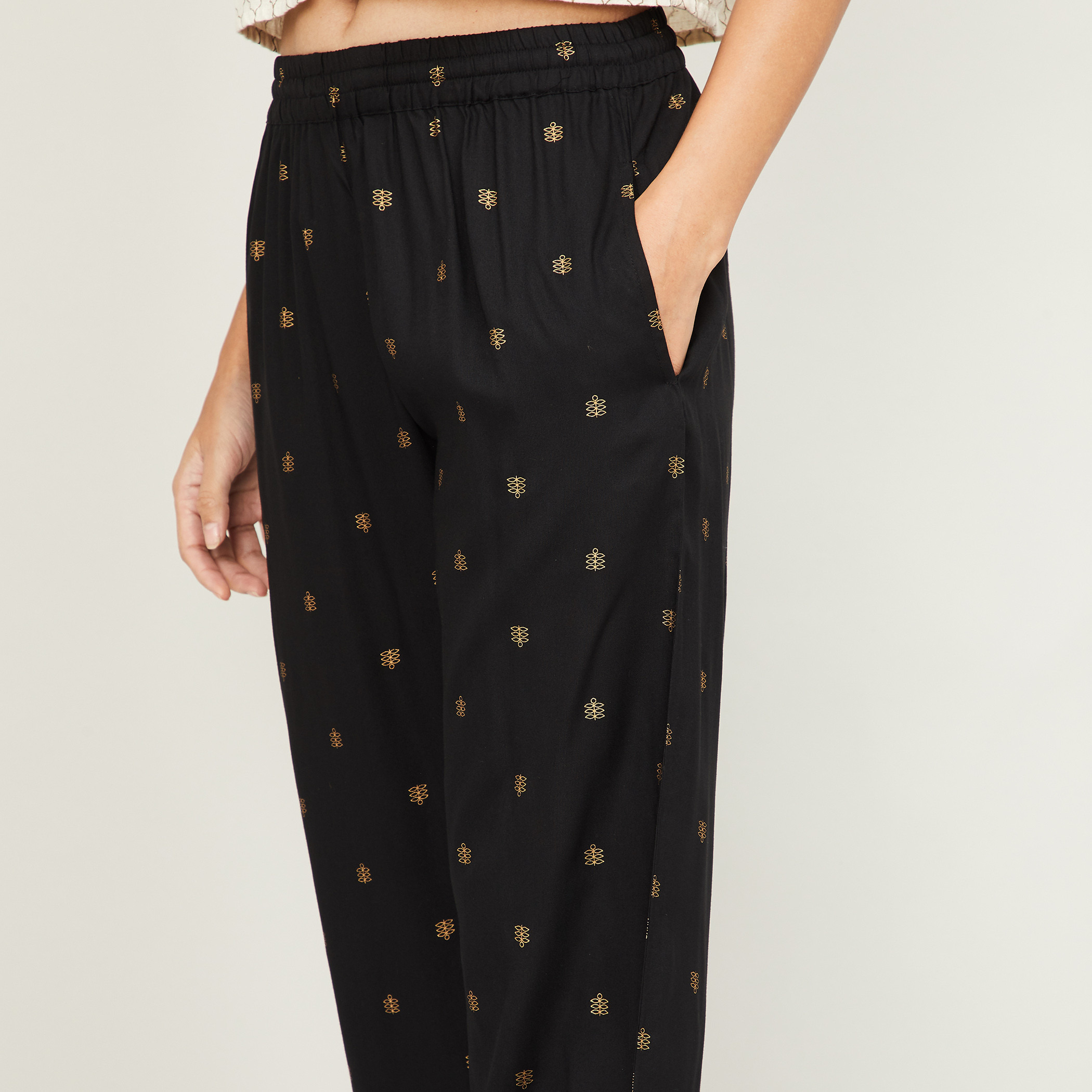 ميلانج أسود بنطال-women-clothing-ethnicwear-bottoms-pants-image-4