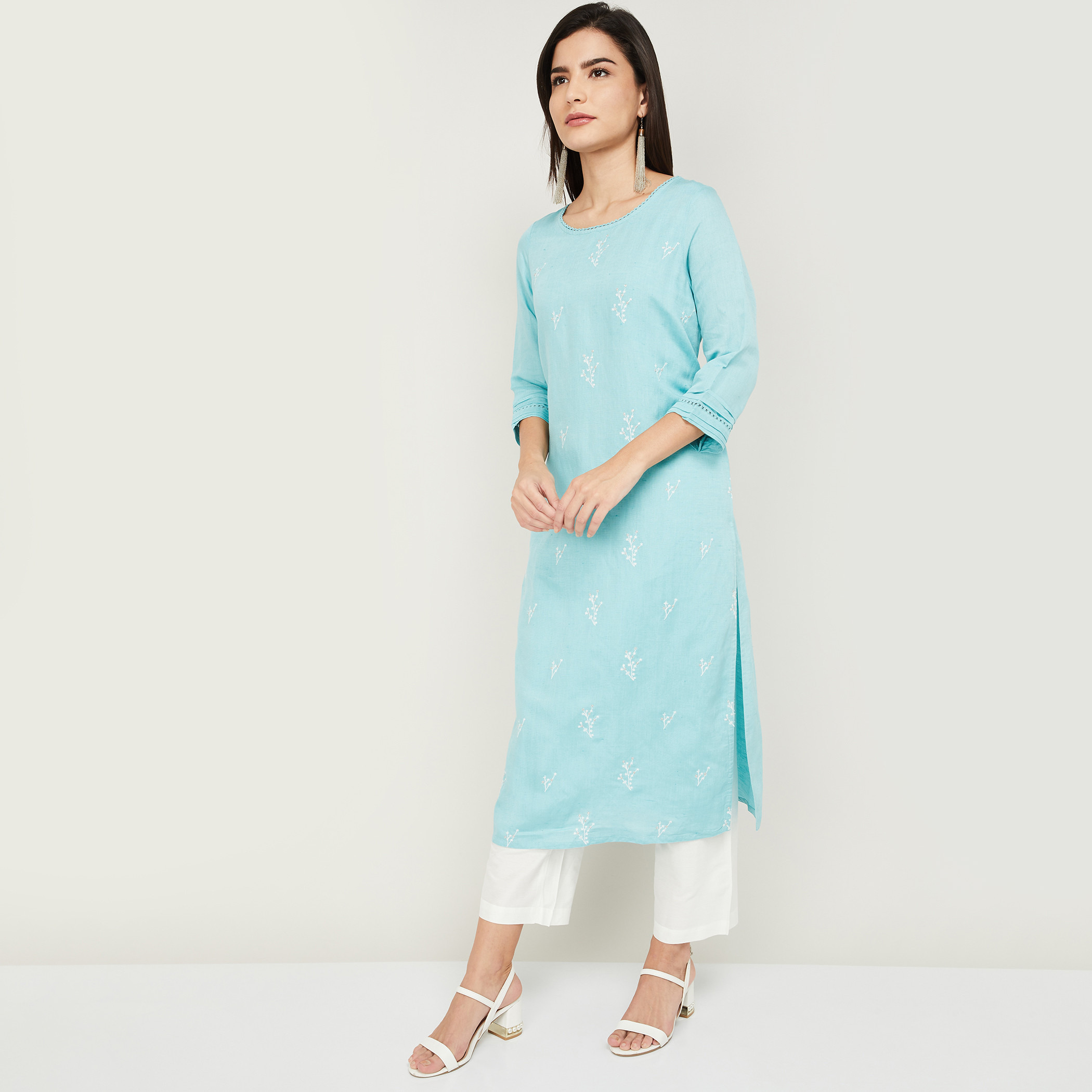 ميلانج أخضر قمم-women-clothing-ethnicwear-kurtas-image-2