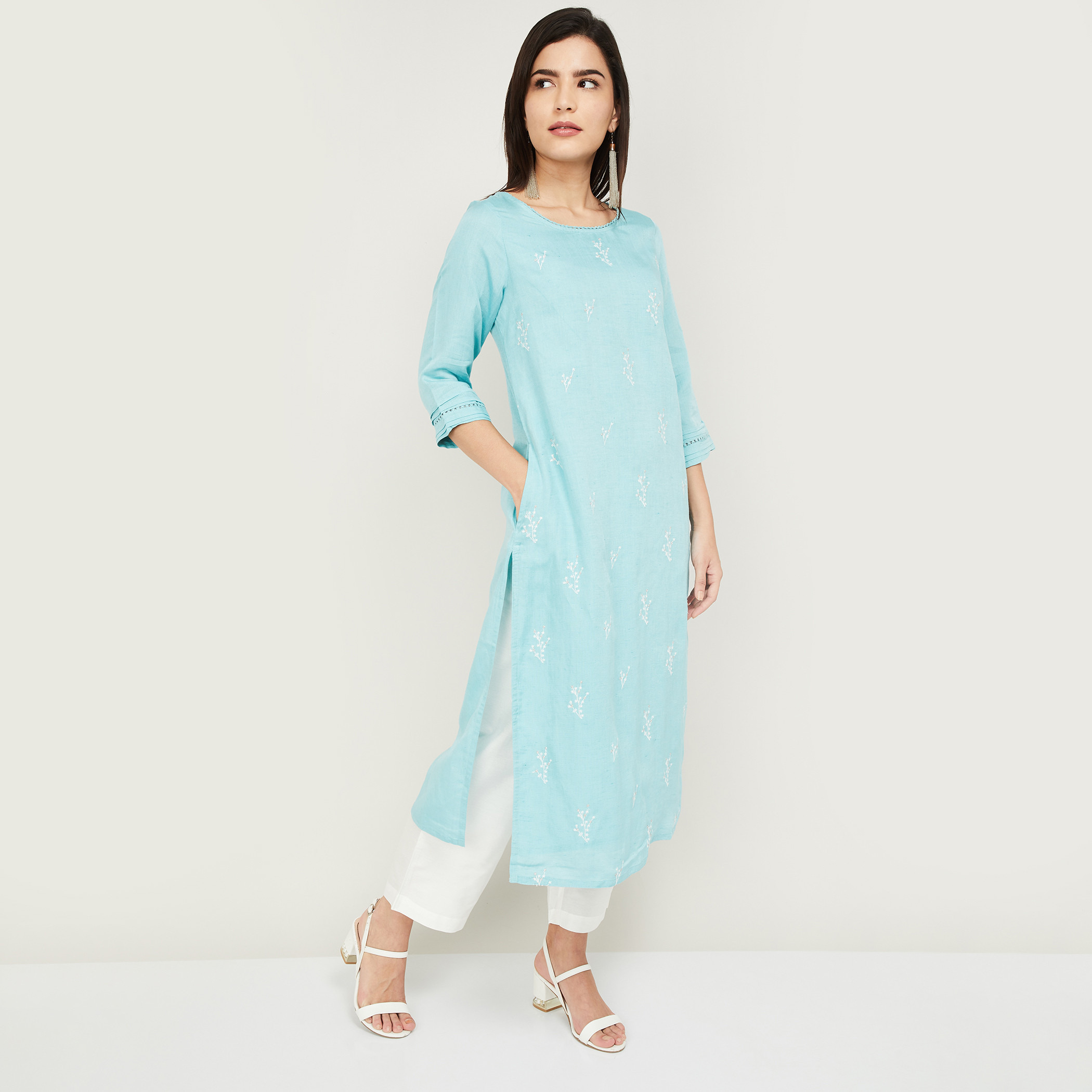 ميلانج أخضر قمم-women-clothing-ethnicwear-kurtas-image-3