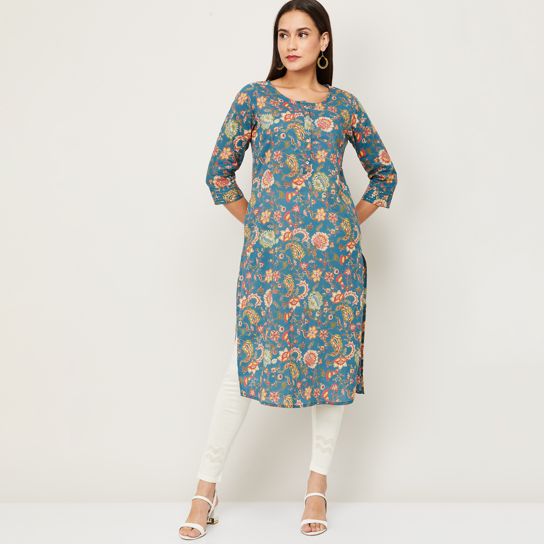 ميلانج أزرق كورتا-women-clothing-ethnicwear-kurtas-image-1