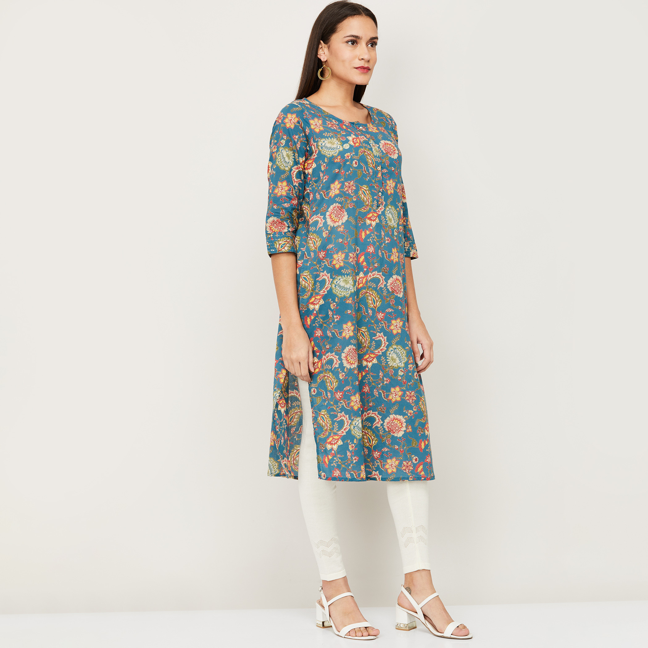 ميلانج أزرق كورتا-women-clothing-ethnicwear-kurtas-image-2