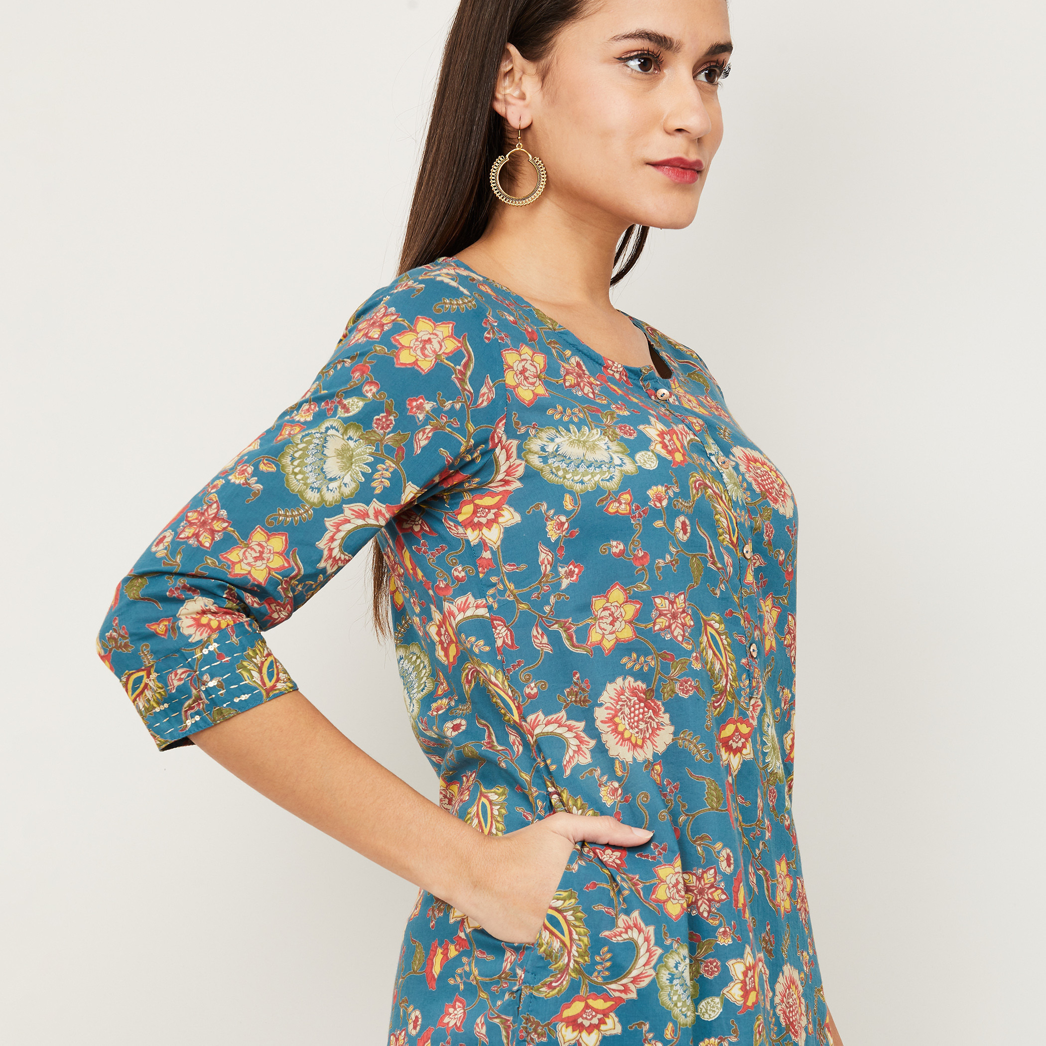 ميلانج أزرق كورتا-women-clothing-ethnicwear-kurtas-image-4