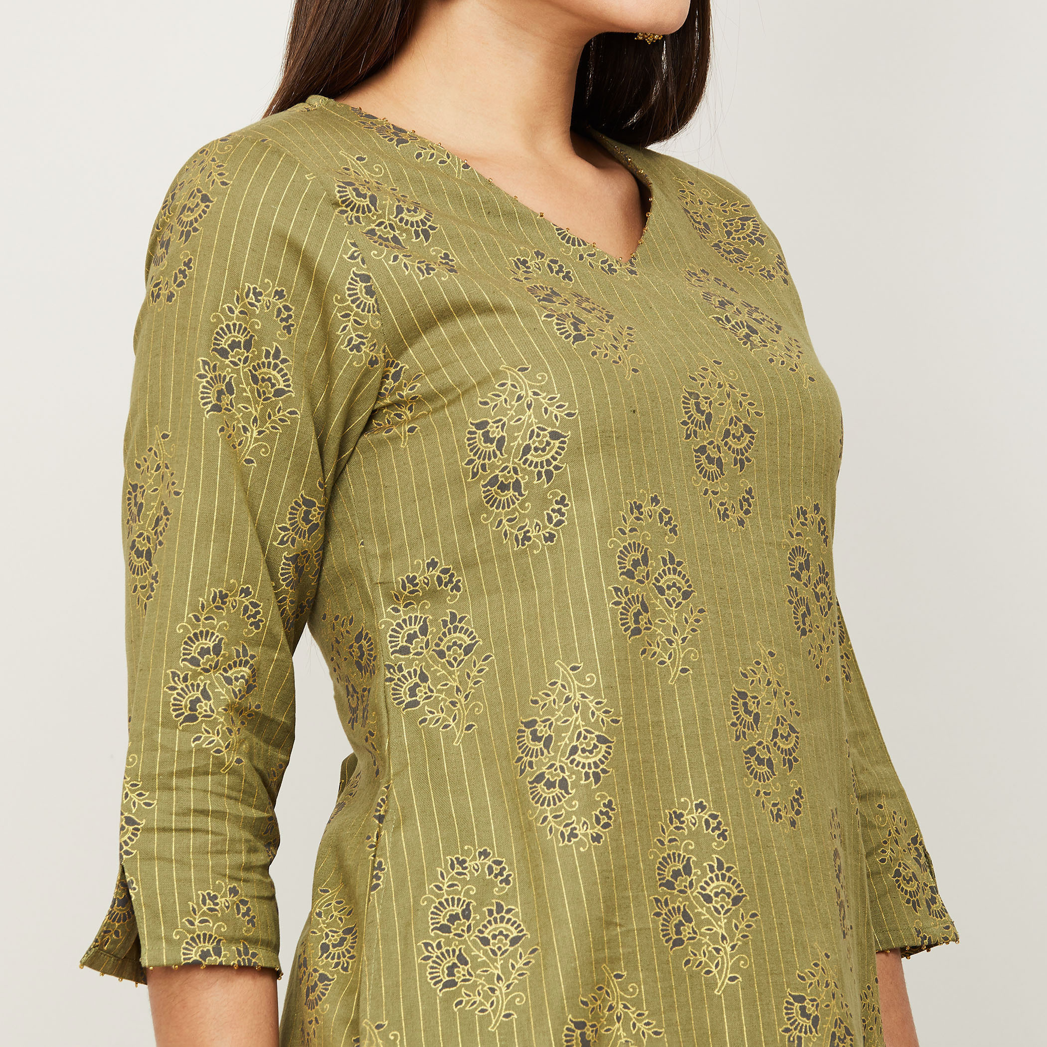 ميلانج أخضر كورتا-women-clothing-ethnicwear-kurtas-image-4