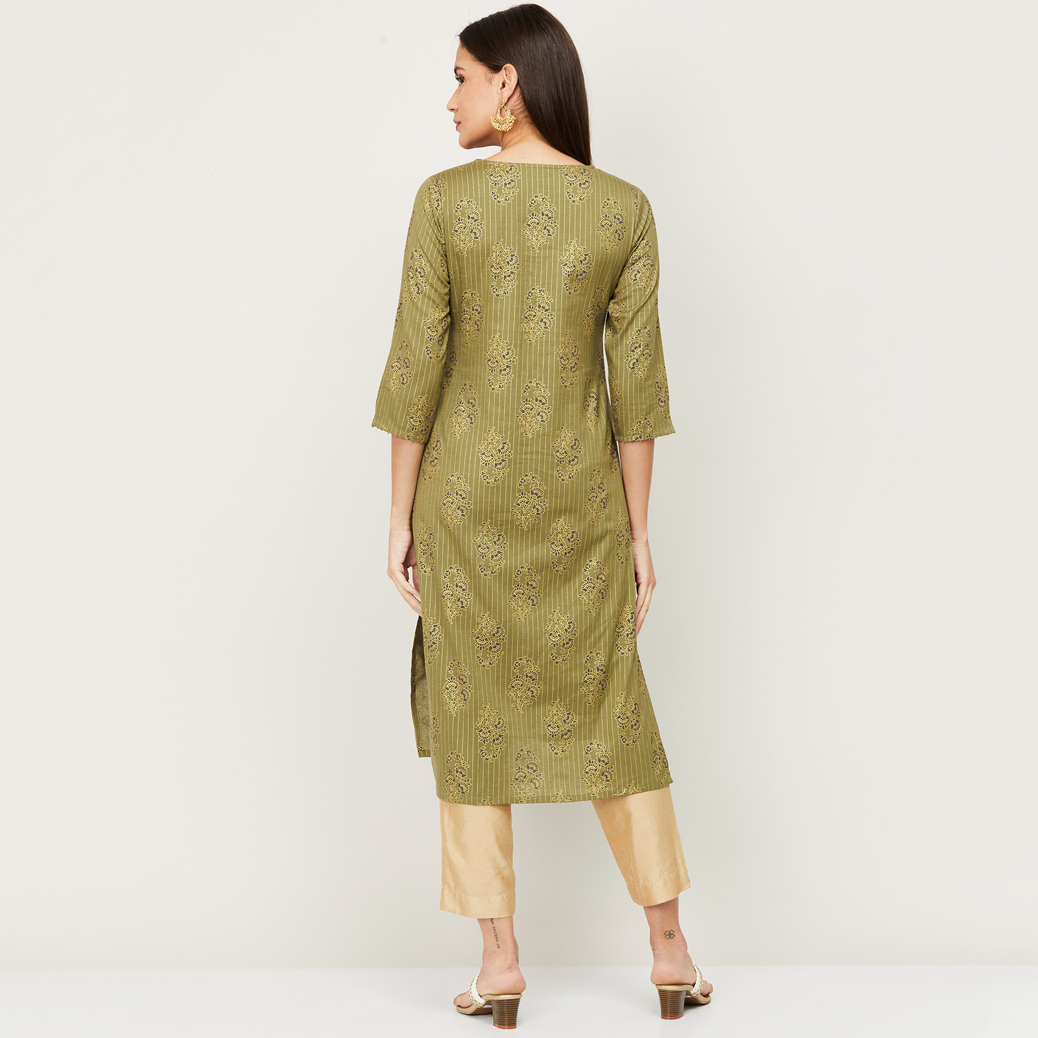 ميلانج أخضر كورتا-women-clothing-ethnicwear-kurtas-image-5