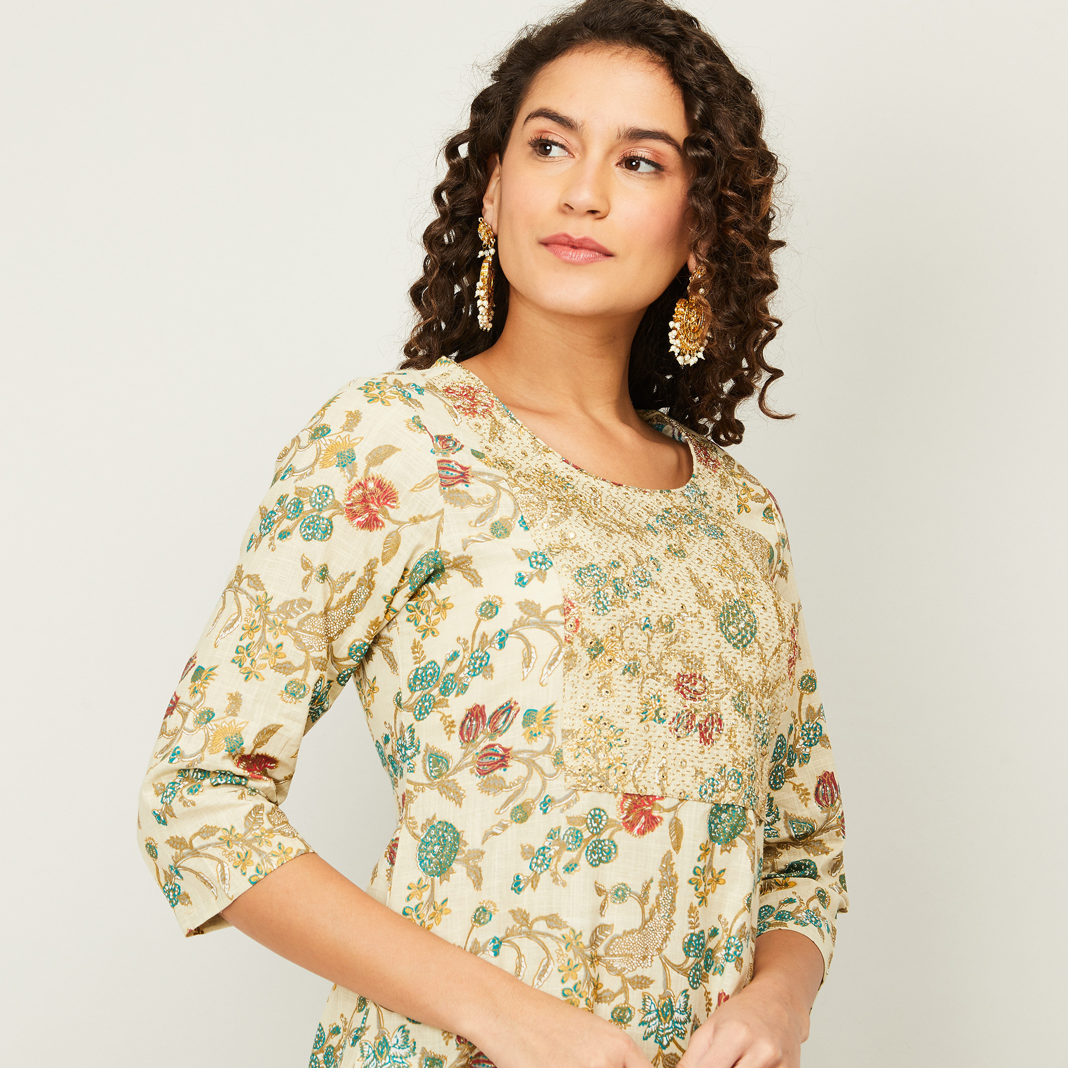 ميلانج اللون البيج قمم-women-clothing-ethnicwear-kurtas-image-4
