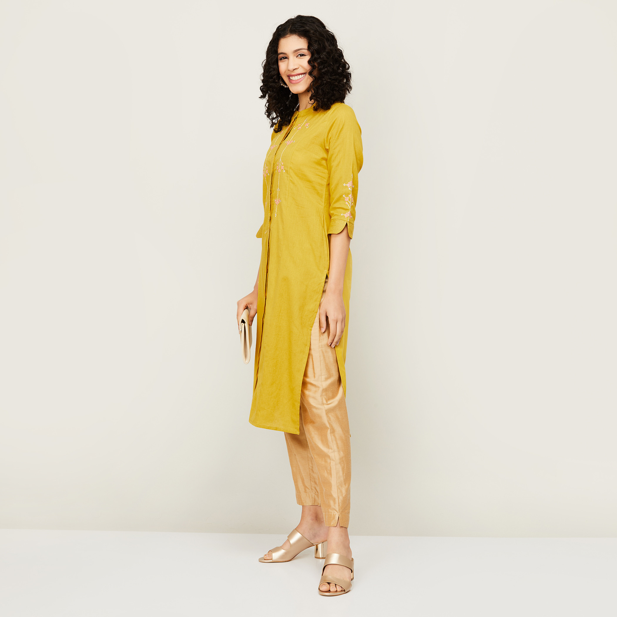 ميلانج الأصفر قمم-women-clothing-ethnicwear-kurtas-image-2