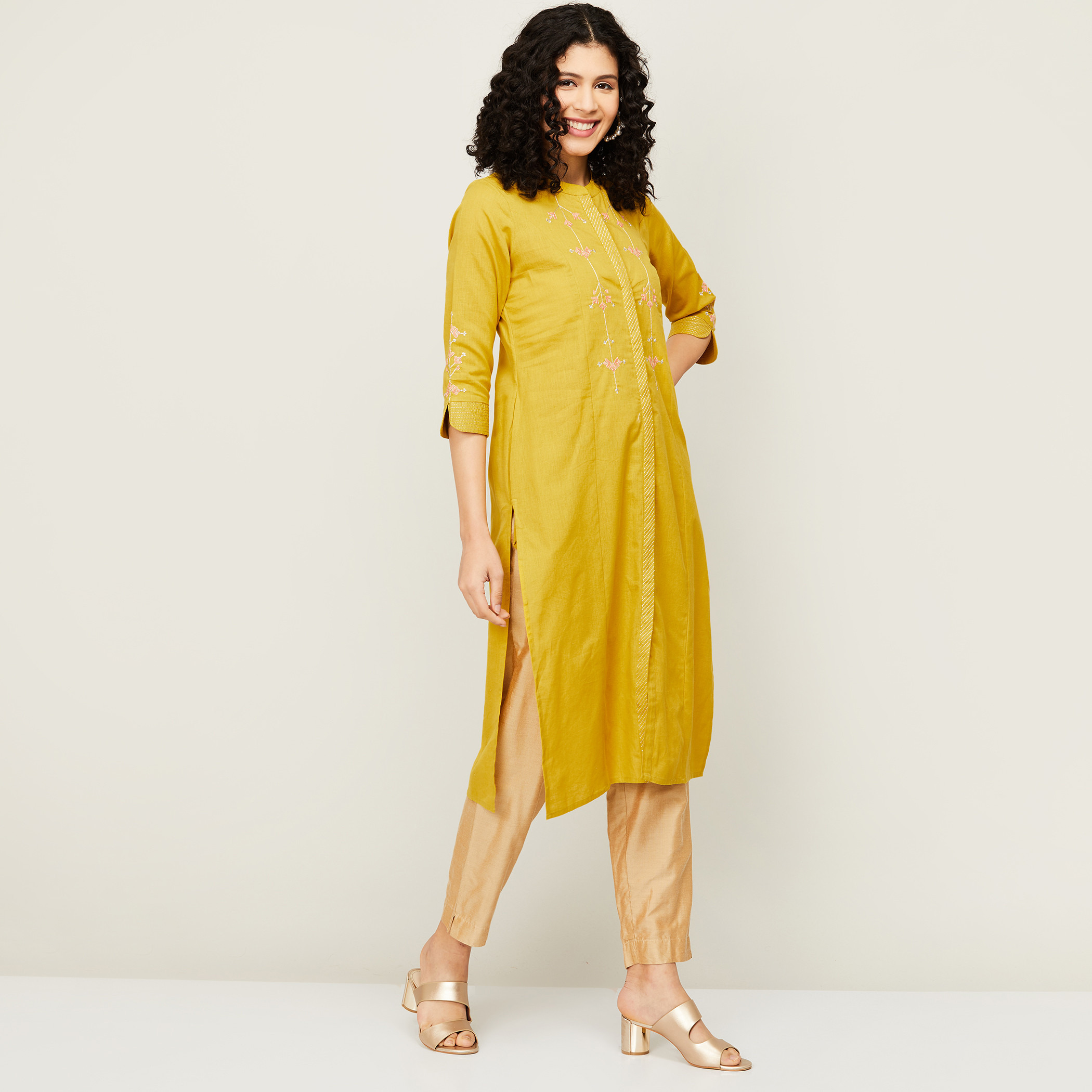 ميلانج الأصفر قمم-women-clothing-ethnicwear-kurtas-image-3