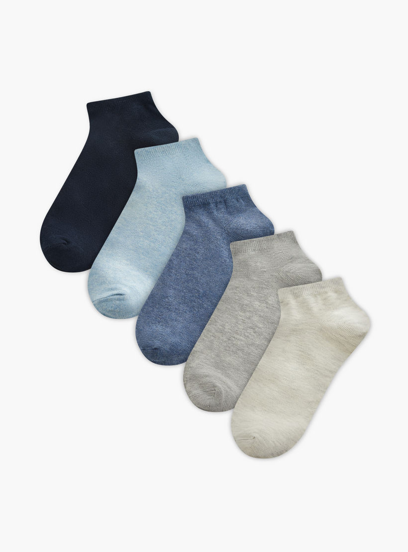 جوارب سادة بطول الكاحل من جلوو - طقم من 5-men-socks-image-1
