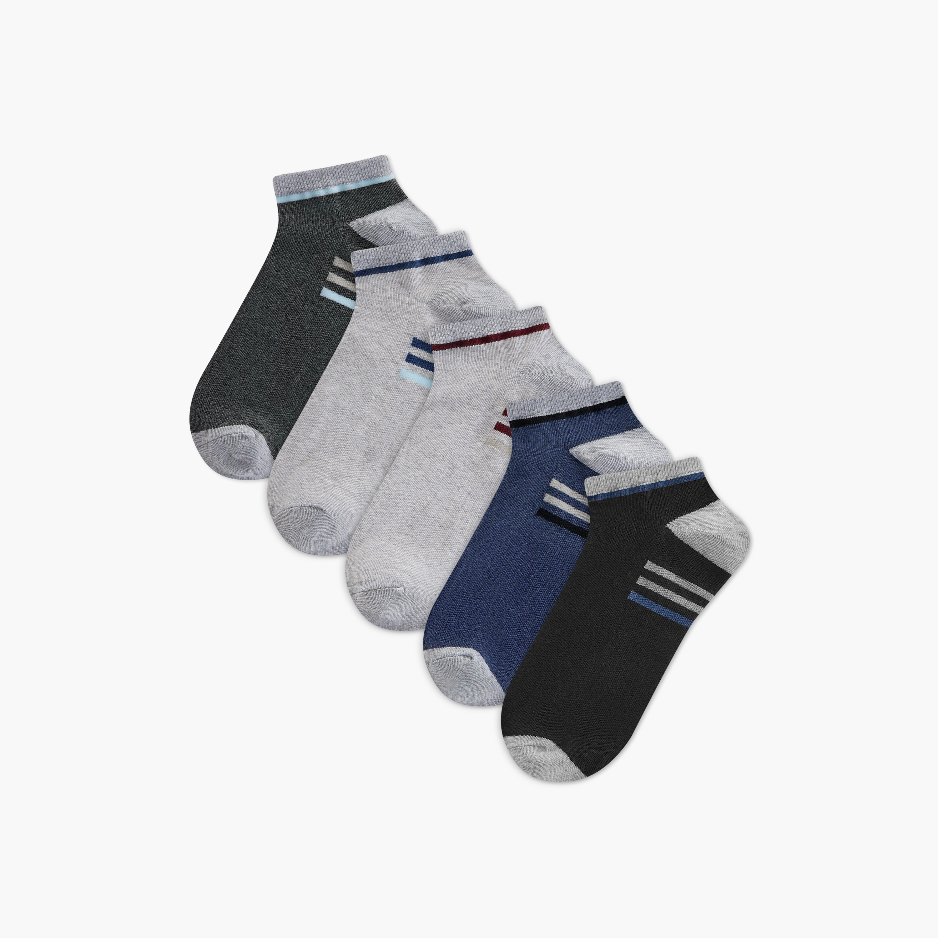 Gloo Printed Non Terry Ankle Length Socks - Set of 5-men-socks-image-1
