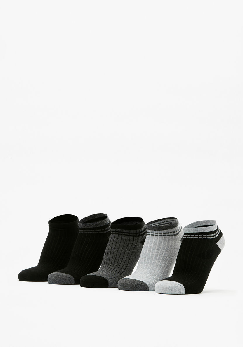 Gloo Striped Ankle Length Socks - Set of 5-Men%27s Socks-image-0