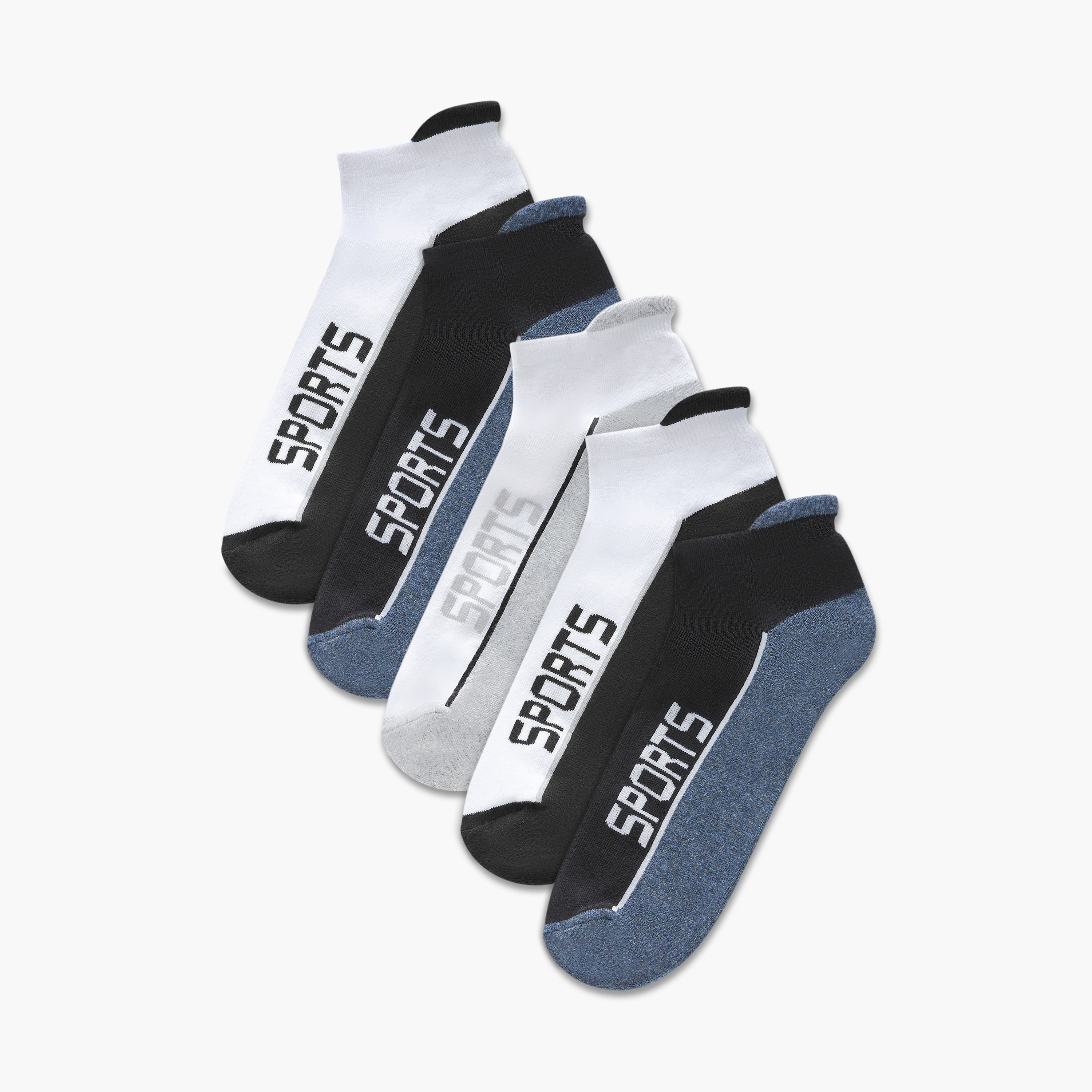 Gloo Colourblock Ankle Length Cushioned Socks - Set of 5-men-socks-image-1