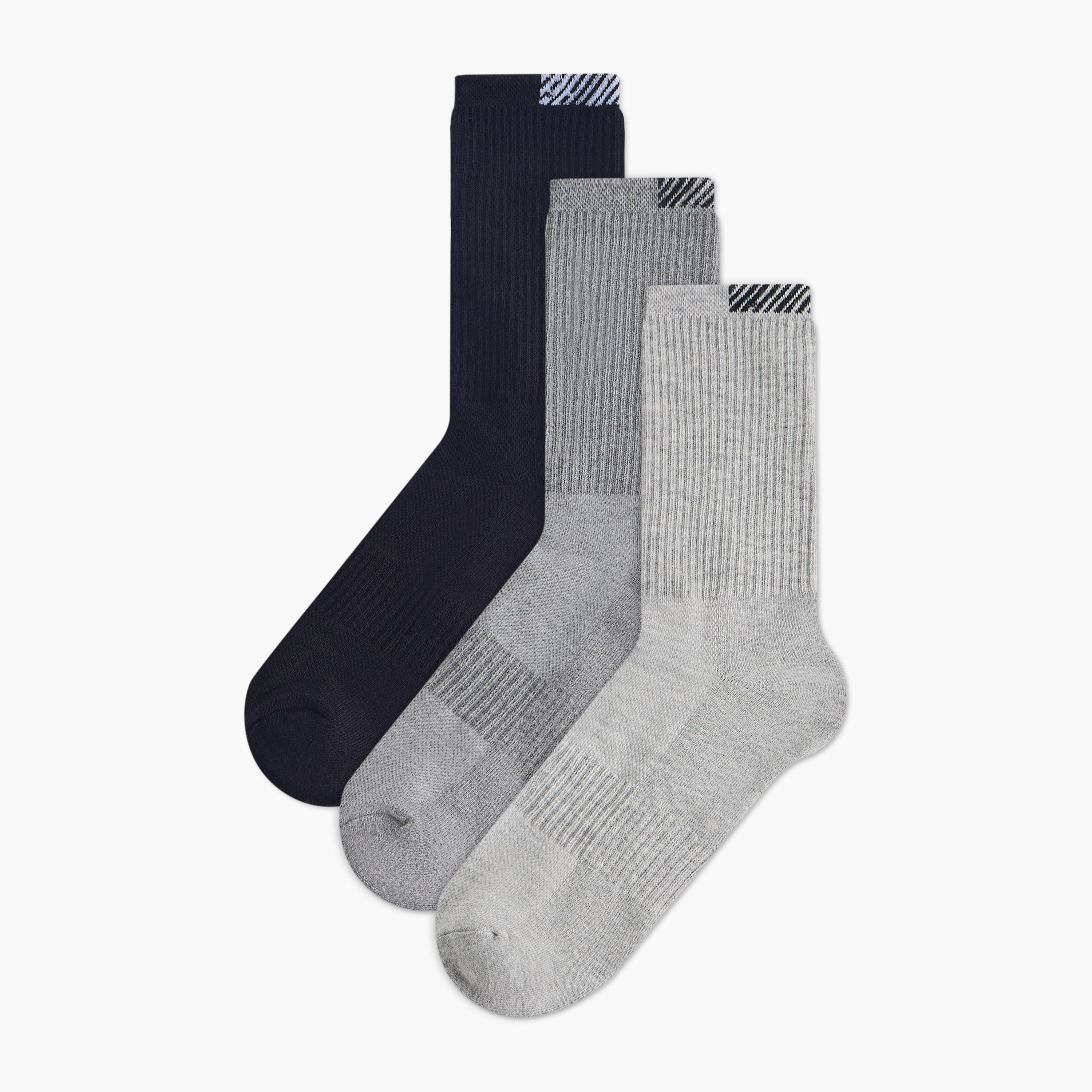 Gloo Ribbed Crew Length Cushioned Socks - Set of 3-men-socks-image-1