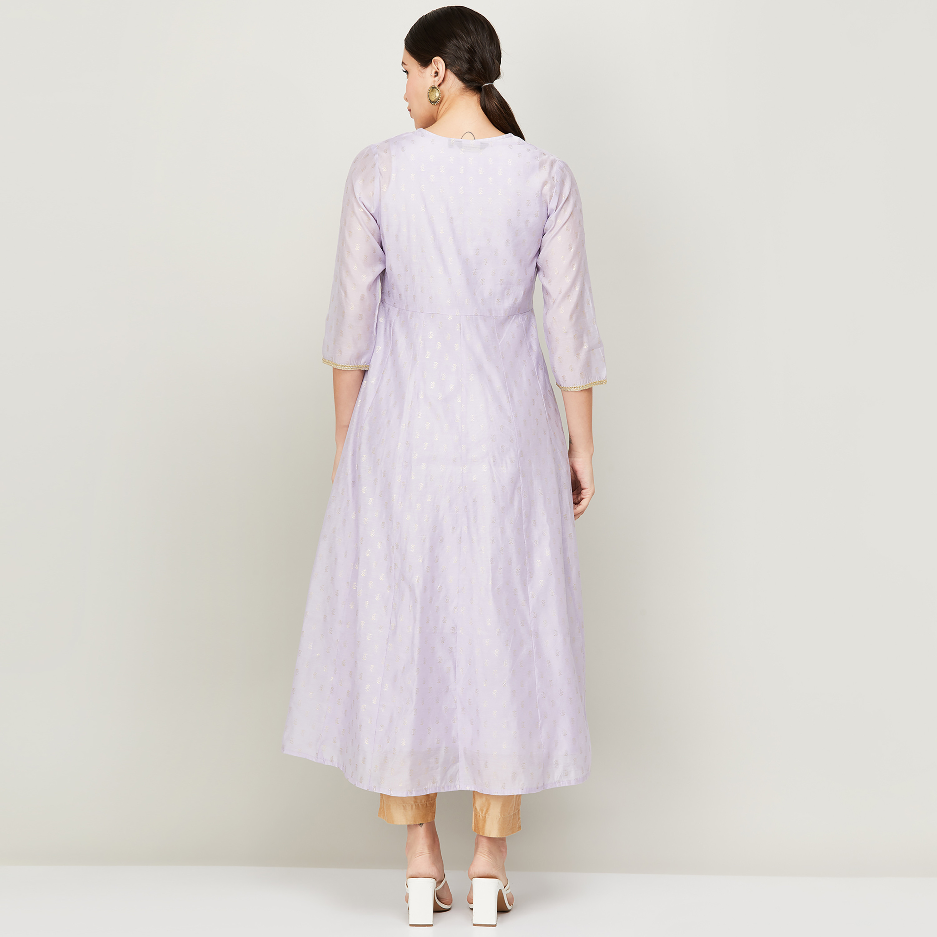 كورتا مستقيم من ميلانج نسائي أرجواني مطرز بدون أكمام مع جاكيت طويل مطبوع-women-clothing-ethnicwear-kurtas-image-7