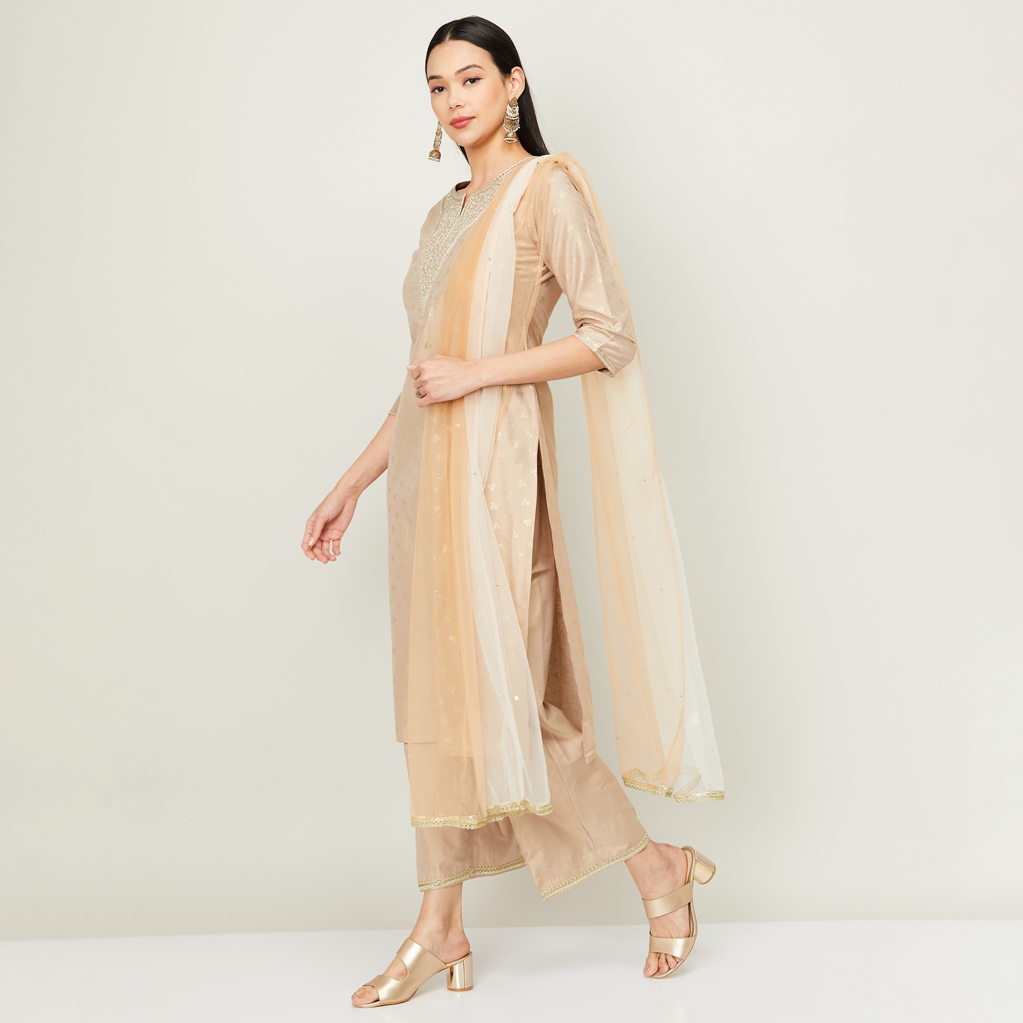 ميلانج اللون البيج كورتا-women-clothing-ethnicwear-salwarsuits-image-5