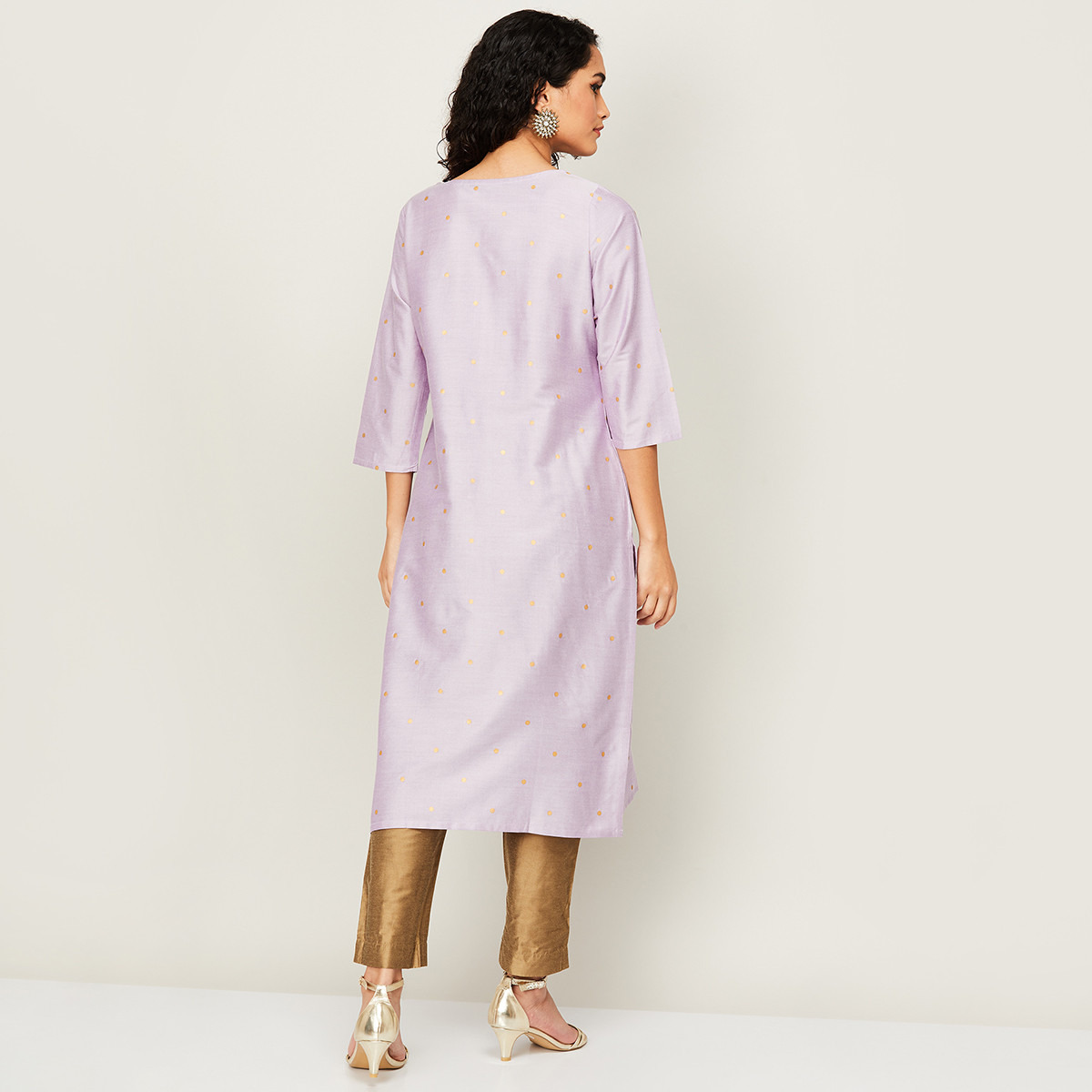 كورتا مستقيمة من ميلانج برقبة دائرية مطبوعة باللون الأرجواني للنساء مع جيوب جانبية-women-clothing-ethnicwear-kurtas-image-5