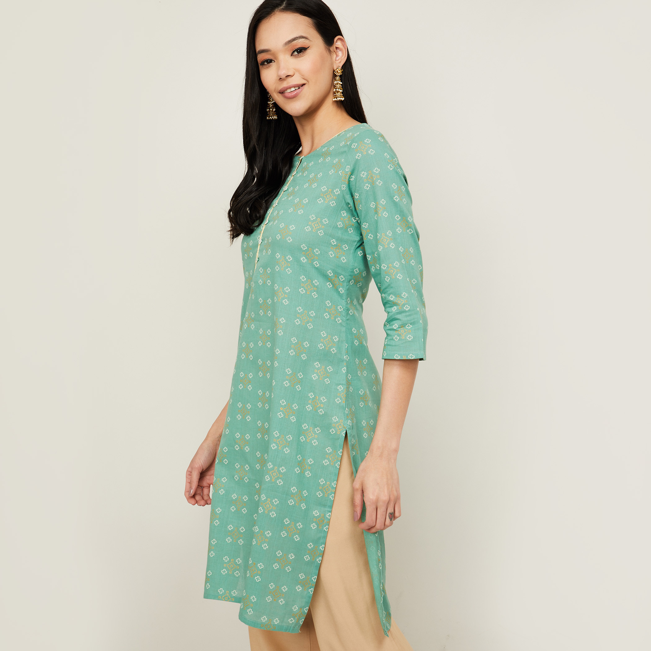 ميلانج أخضر قمم-women-clothing-ethnicwear-kurtas-image-3